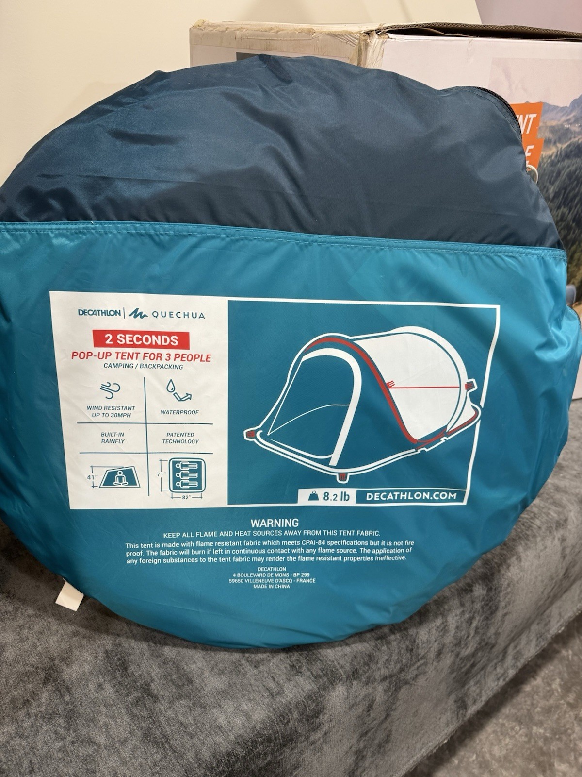 Decathlon Quechua 2 Second Pop Up Camping Tent 3 Person Instant Open Brand New