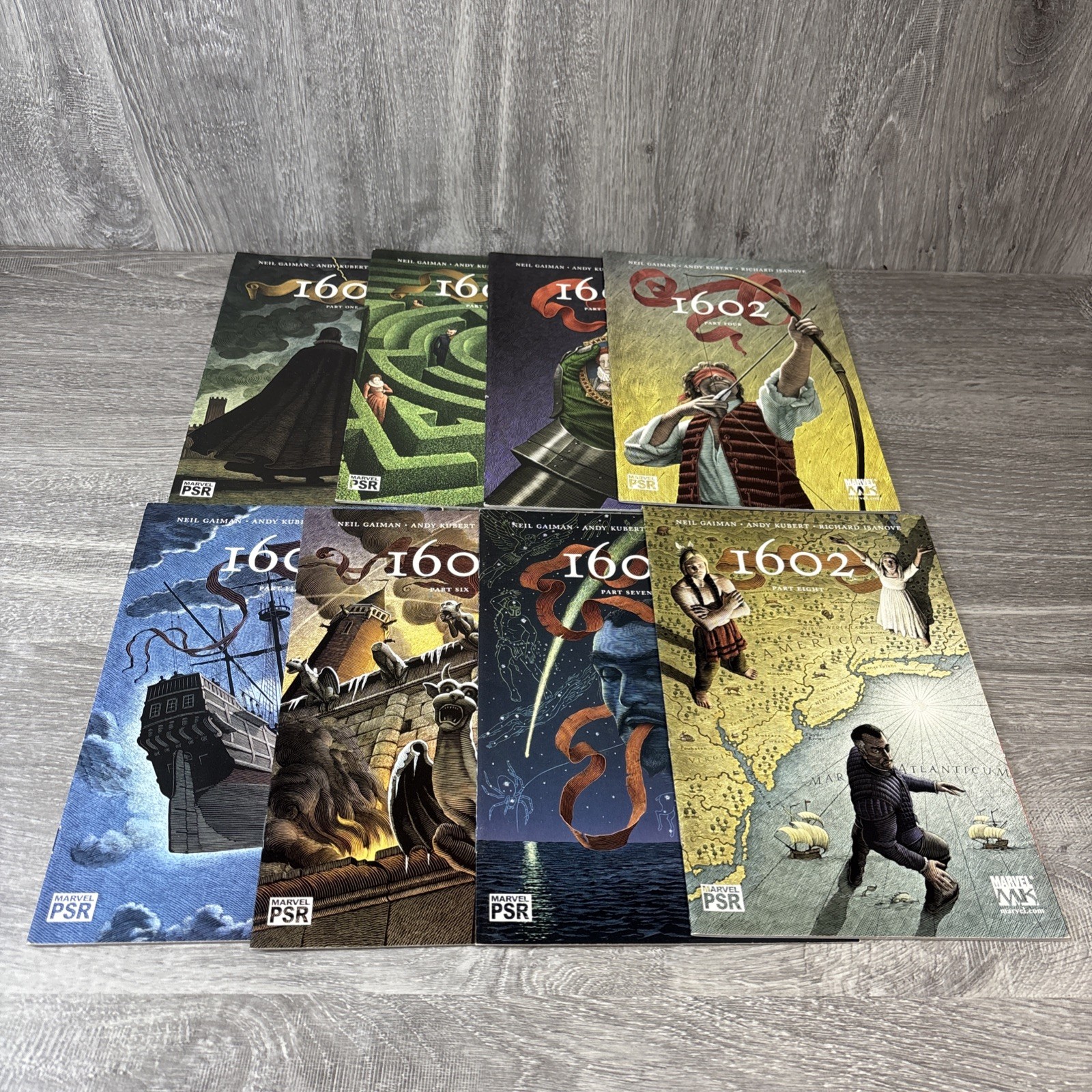 Neil Gaiman’s 1602 complete set 1-8 Pre owned Not Mint Complete Set Comics Neil Gaiman’s 1602 complete set 1-8 Pre owned Not Mint Complete Set Comics