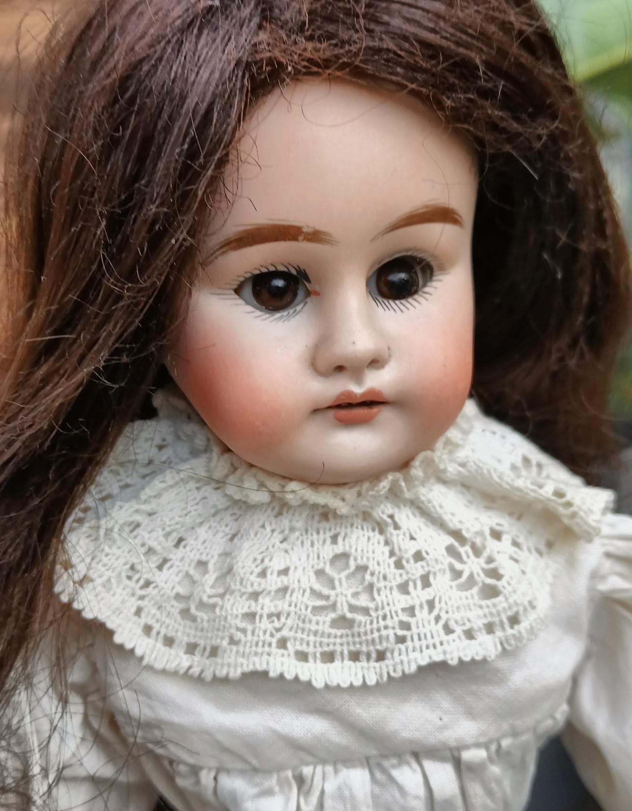 ANTIQUE BISQUE HEAD DOLL MARKED 1.X(OLDRARE) 16 Inch, Cloth Body, Leather Arms, 