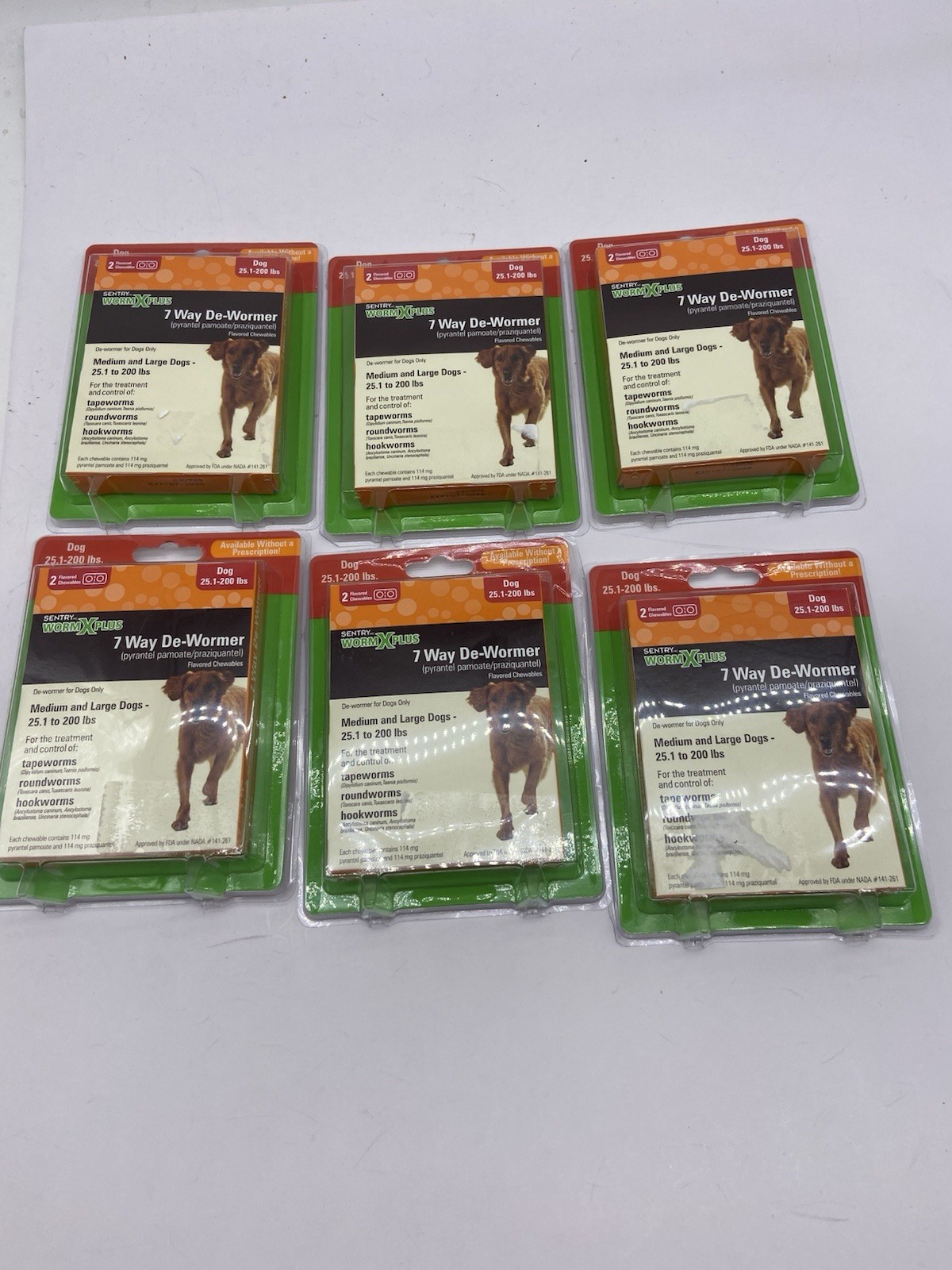 6x Worm X Plus - Large Dogs 2 Count By Sentry