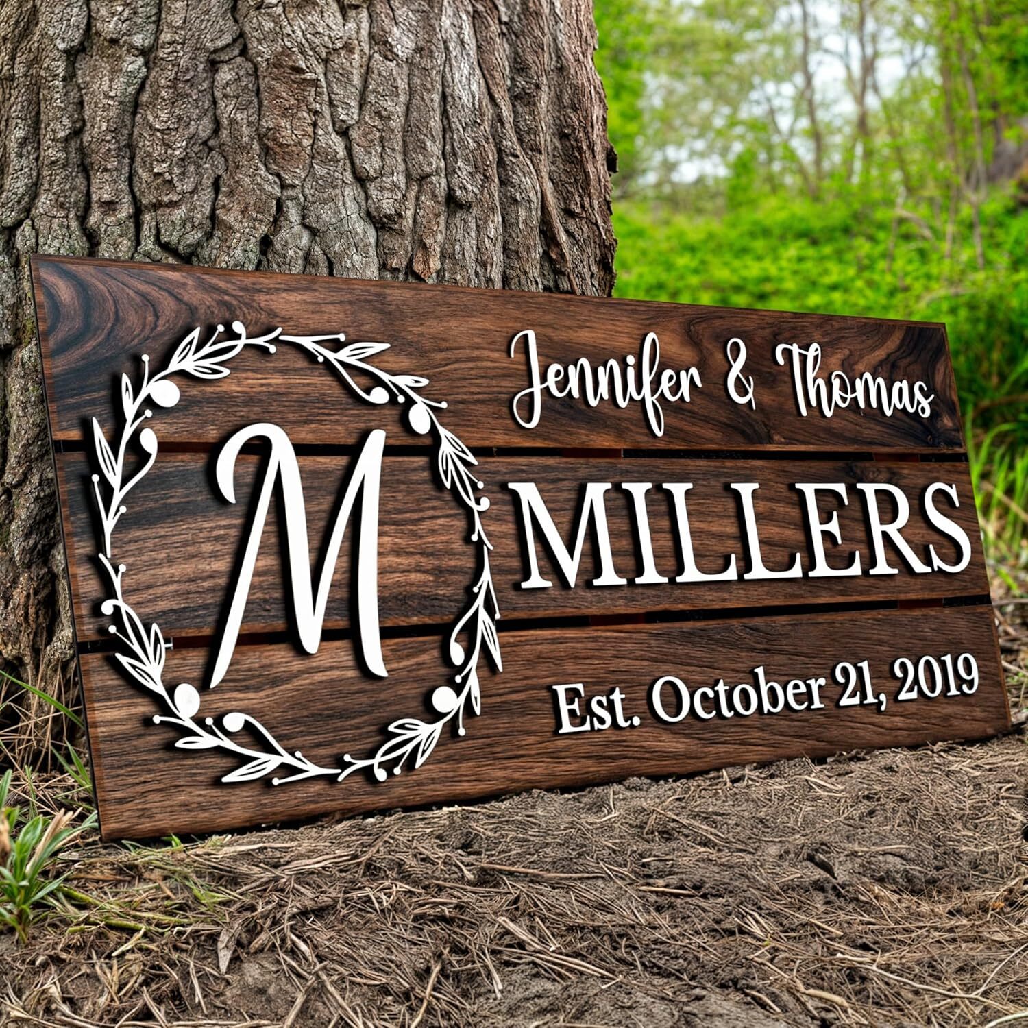 Personalized Wooden Monogram Family Sign with Couples Names, Custom Name Sign