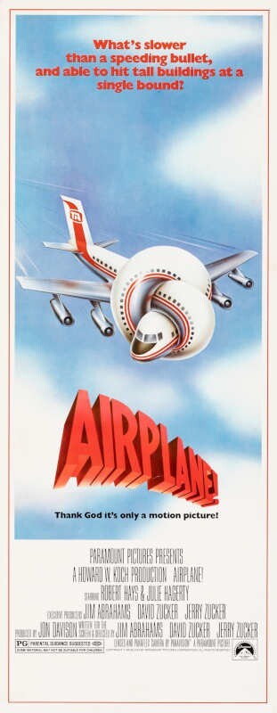 1980 AIRPLANE VINTAGE COMEDY MOVIE POSTER PRINT STYLE B 36x14 9 MIL PAPER