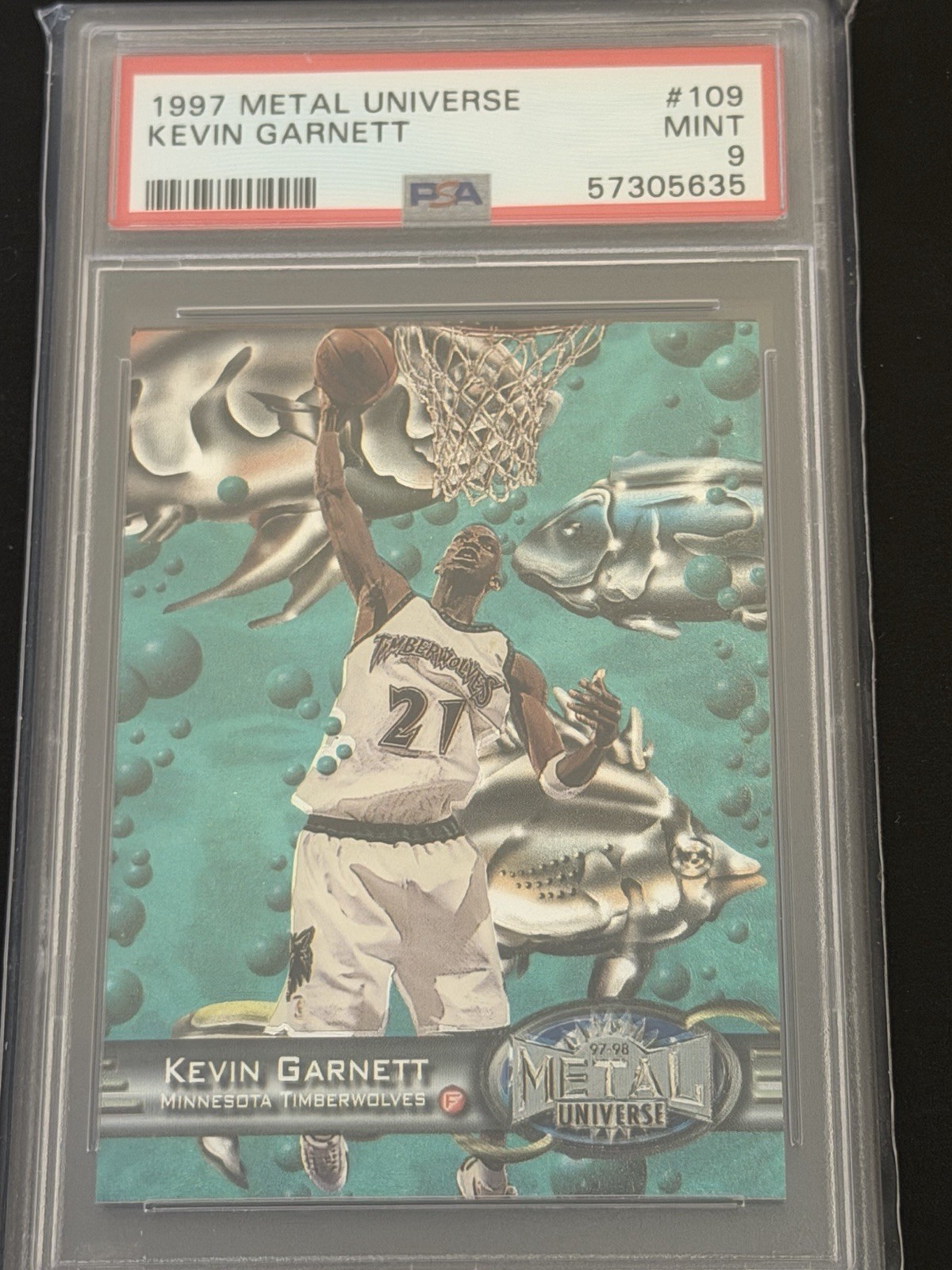 skybox 1997-98 metal universe kevin garnett #109 psa 9 timberwolves skybox 1997-98 metal universe kevin garnett #109 psa 9 timberwolves
