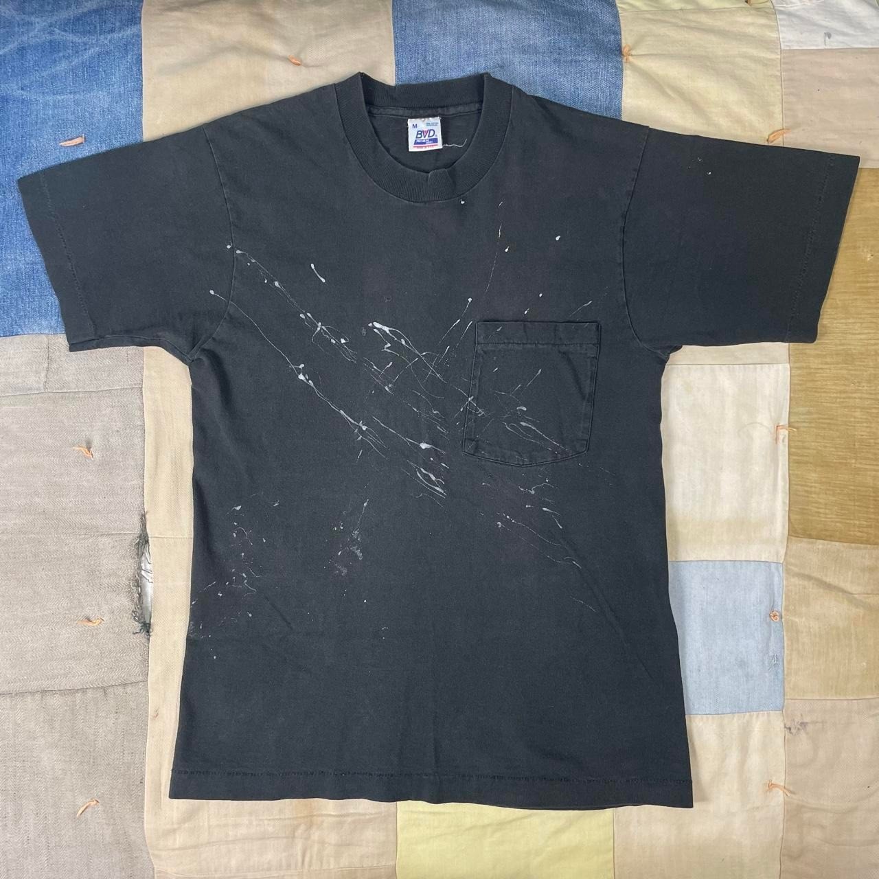Vtg 80s BVD Cotton Selvedge Pocket Blank Tee Faded Single Stitch Painted Mens M Vtg 80s BVD Cotton Selvedge Pocket Blank Tee Faded Single Stitch Painted Mens M