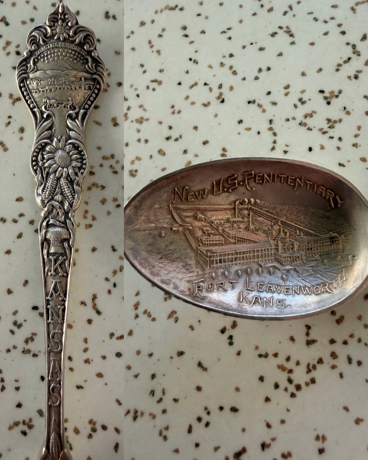 Antique Fort Leavenworth Penitentiary Sterling Silver 925 Kansas Souvenir Spoon
