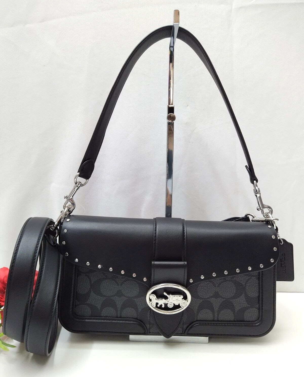 Coach Georgie Colorblock Signature Canvas With Rivets Shoulder Bag - NWT $450