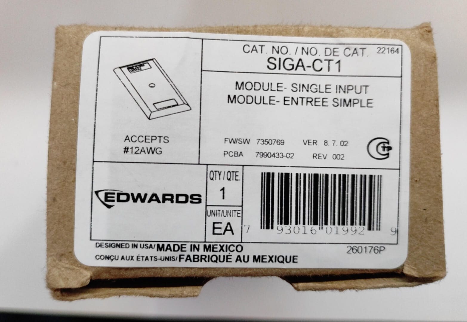 Edwards SIGA-CT1 Single Input Module for Fire Alarm System USA STOCK Edwards SIGA-CT1 Single Input Module for Fire Alarm System USA STOCK