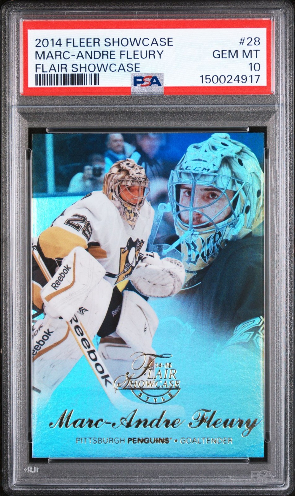 2014-15 Fleer Showcase MARC-ANDRE FLEURY #28 Row 2 Refractor PSA 10 POP 2