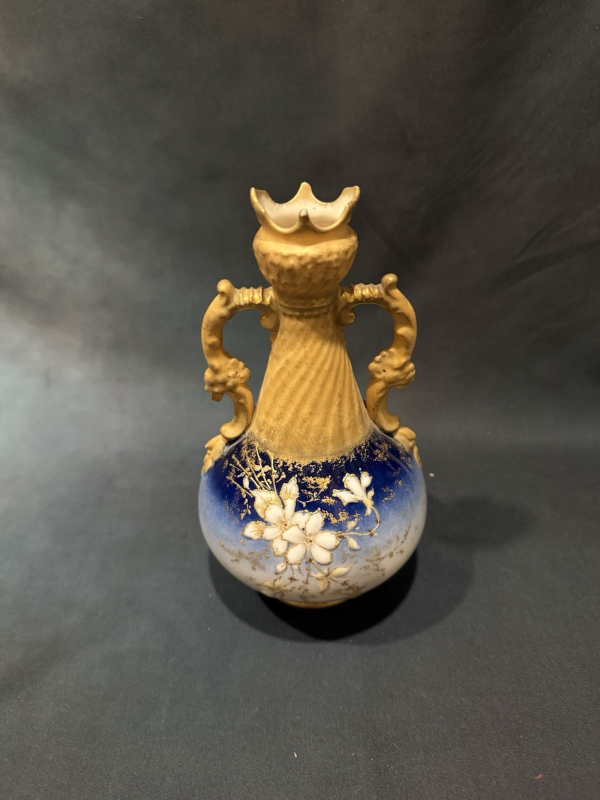 Antique RStK Turn Teplitz Bohemia Amphora Vase Art Nouveau Cobalt Gold 8.5” Antique RStK Turn Teplitz Bohemia Amphora Vase Art Nouveau Cobalt Gold 8.5”