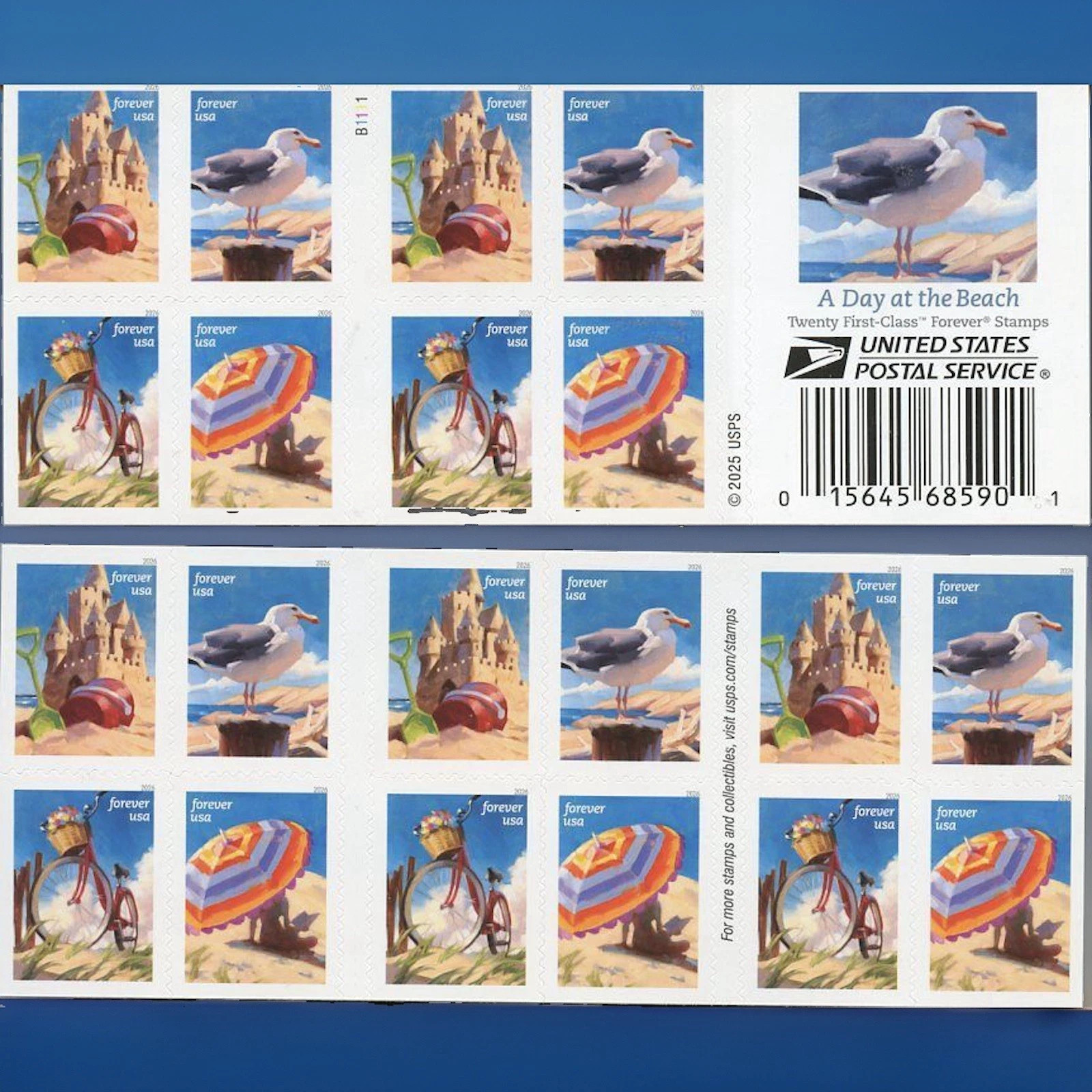 2026 USPS A Day at the Beach Forever Stamps #6070-6073a -MNH- 5 Booklets/100 pcs 2026 USPS A Day at the Beach Forever Stamps #6070-6073a -MNH- 5 Booklets/100 pcs