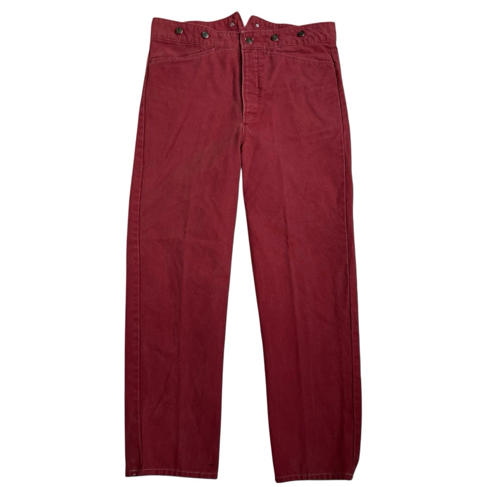 Vintage 60s Cactus Concha’s Canvas Buckle Back Pants 38x30 Cowboy Crimson Red Vintage 60s Cactus Concha’s Canvas Buckle Back Pants 38x30 Cowboy Crimson Red