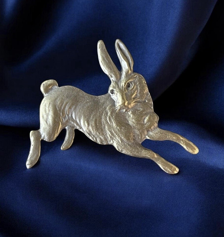Vintage William Sturt Pewter Hare Brooch - France - 2” - C Clasp - 1970s-1980s