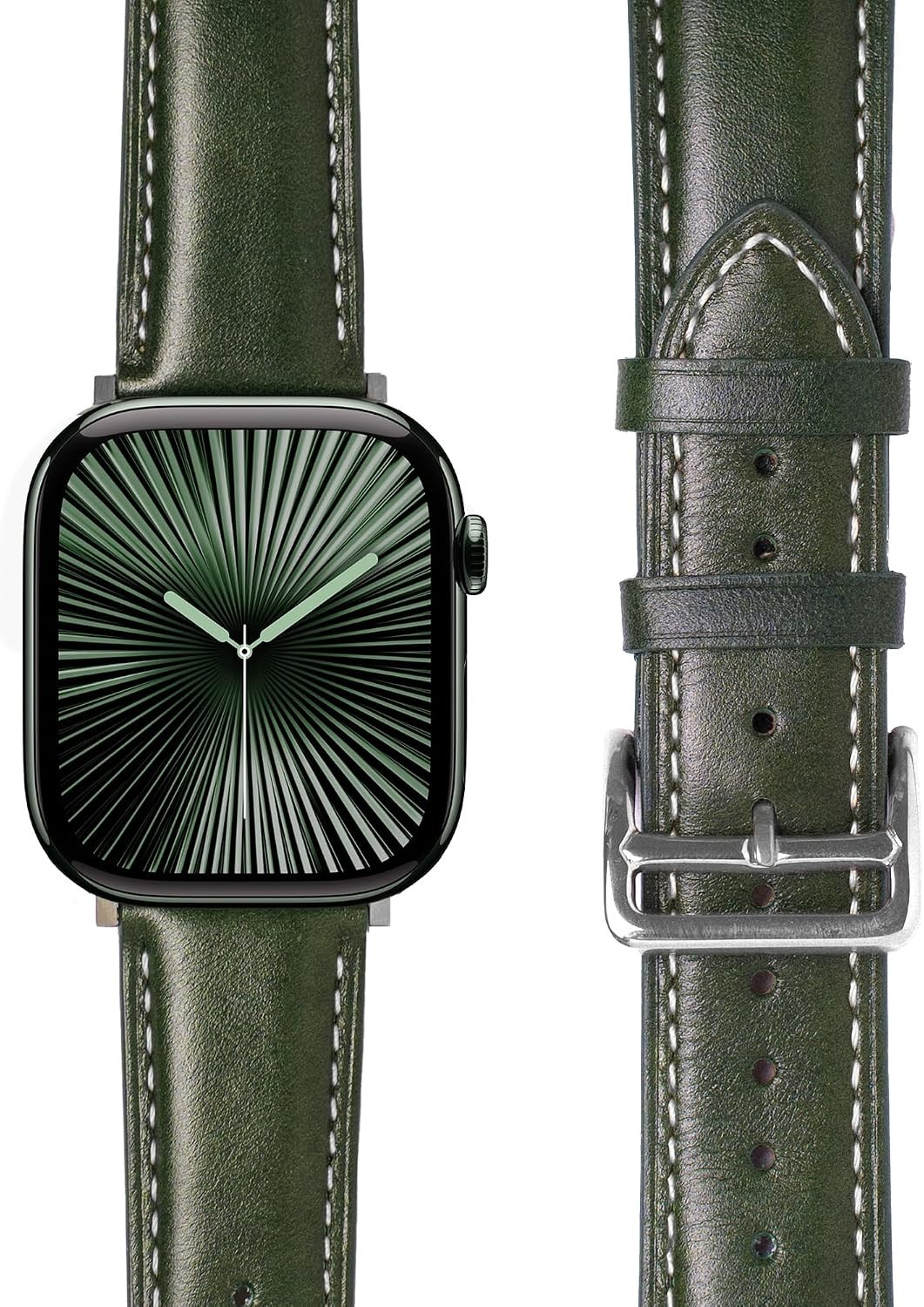 Elegant Handcrafted Full Grain Leather Watch Band for Apple Watch Sizes 42-49mm