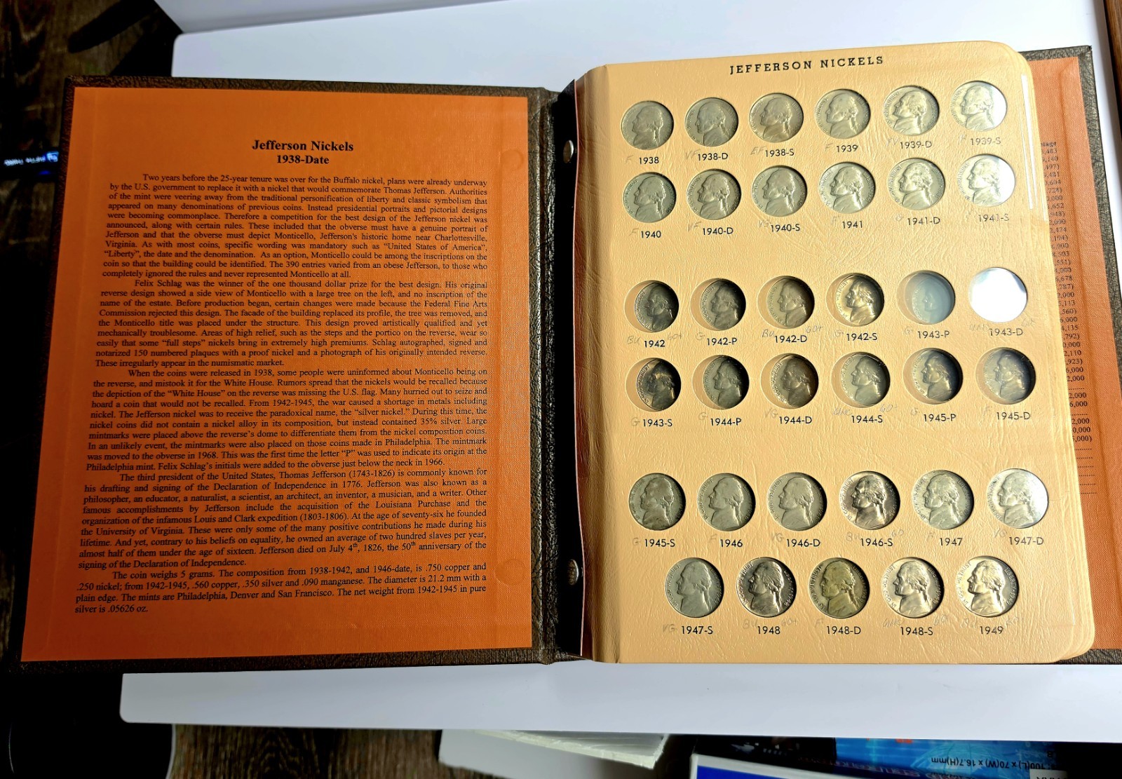 Lot of (129) 1938- 2001 Jefferson Nickles Dansco Book (80) BU Beautiful Lot