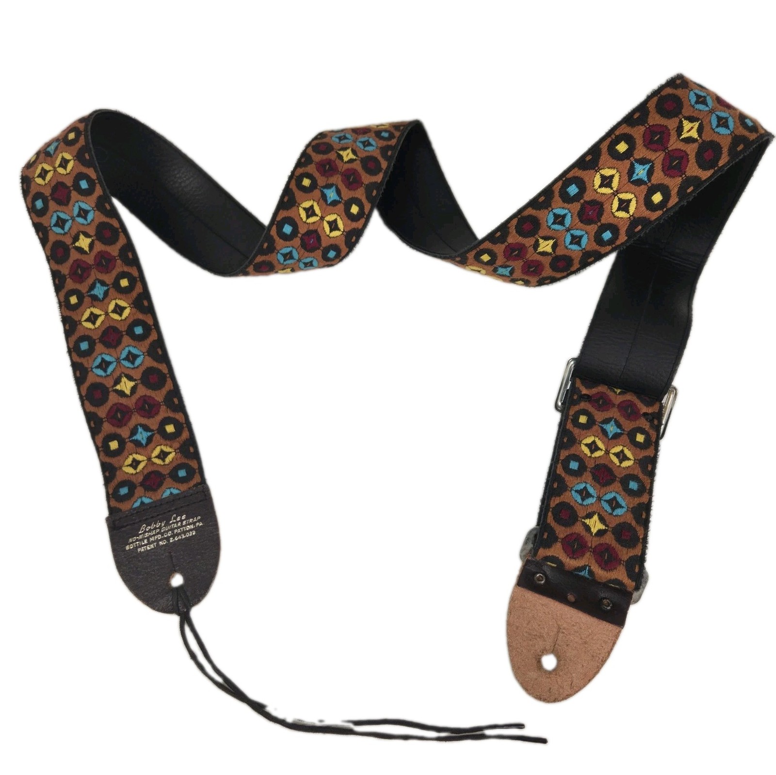 Vtg 60s/70s Bobby Lee No-Mishap Guitar Strap Bohemian Geometric Made in USA Vtg 60s/70s Bobby Lee No-Mishap Guitar Strap Bohemian Geometric Made in USA