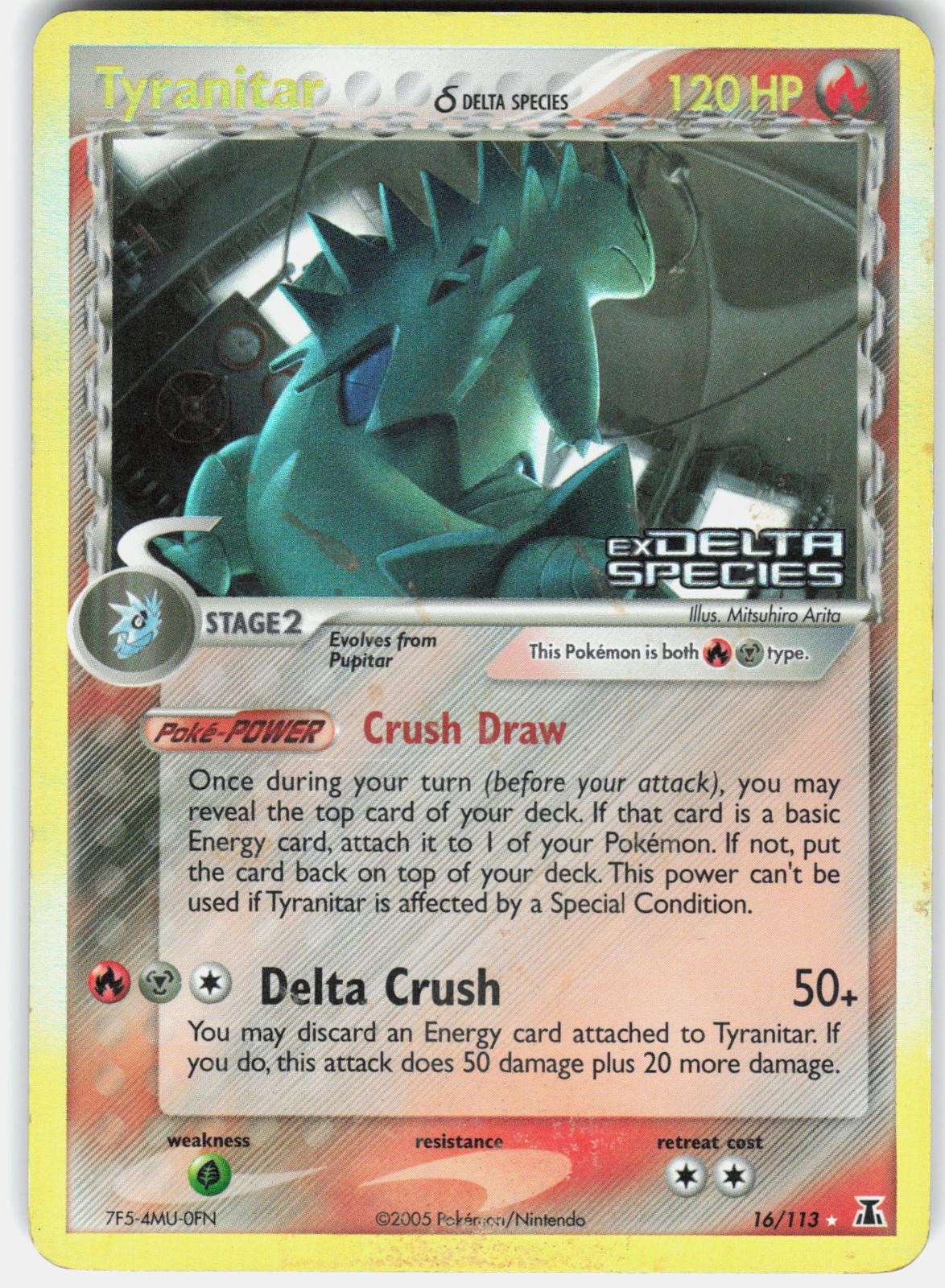 Pokemon Tyranitar 16/113 Holo Rare Delta Species Pokemon Moderately Played Pokemon Tyranitar 16/113 Holo Rare Delta Species Pokemon Moderately Played