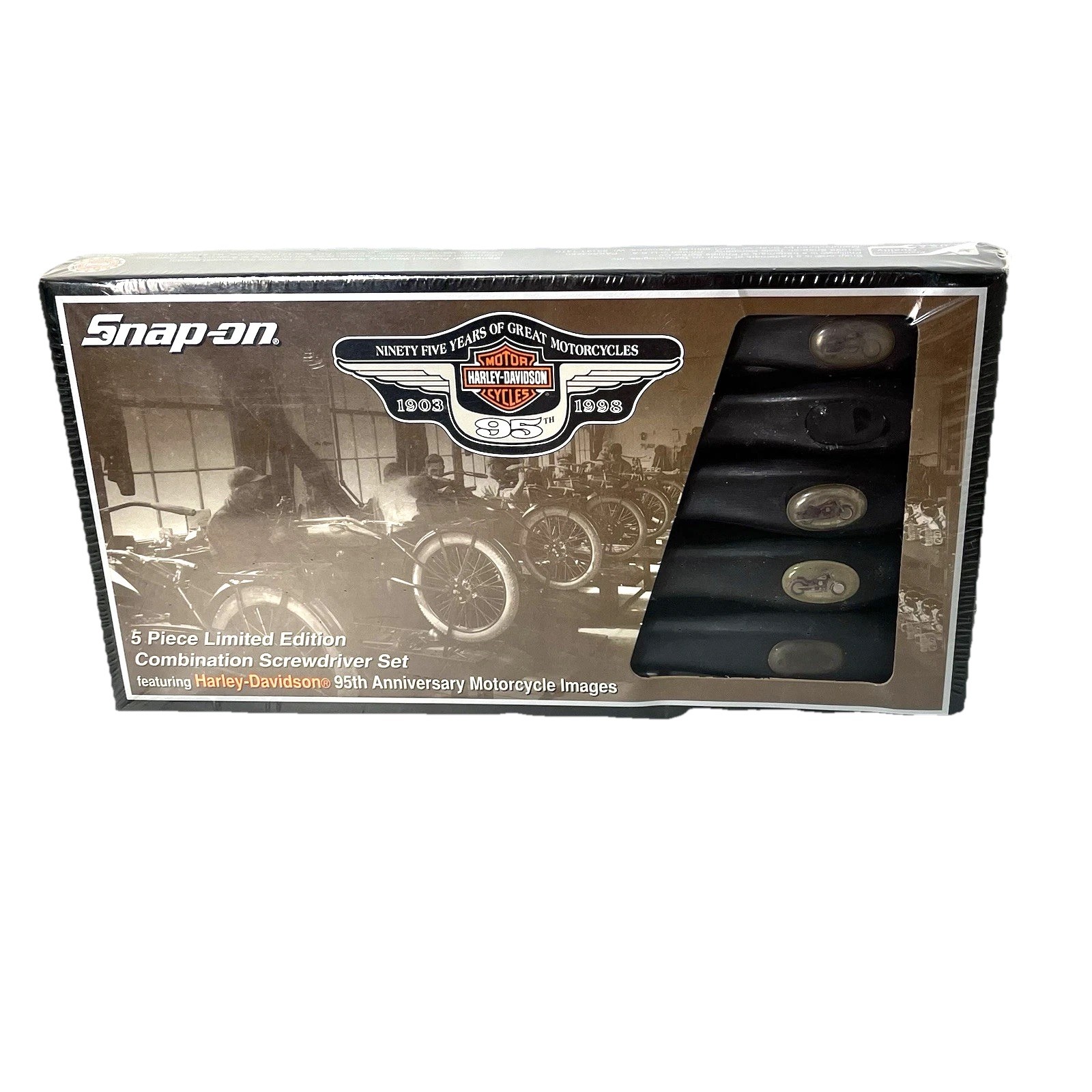 Vtg Snap-On Harley Davidson 95th Anniversary 5-Pc Screwdriver Set 1998 Sealed LE Vtg Snap-On Harley Davidson 95th Anniversary 5-Pc Screwdriver Set 1998 Sealed LE