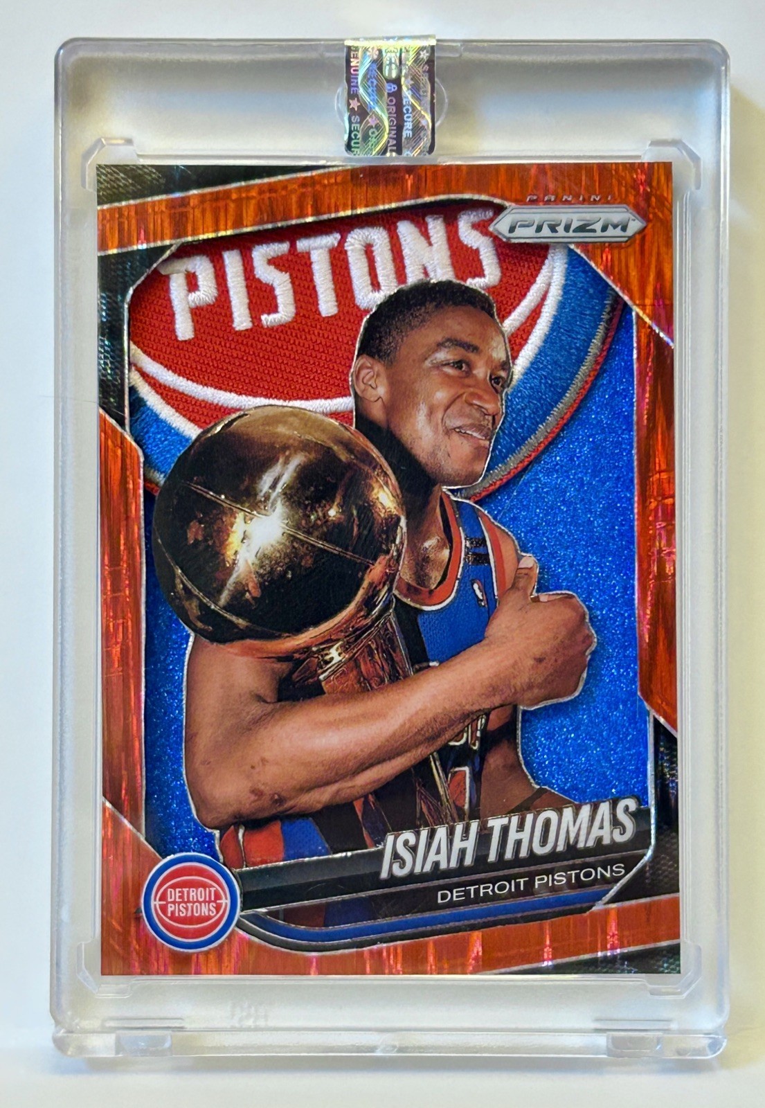 Isiah Thomas Handmade Custom Jersey Patch Card Prizm Detroit Pistons 1/1
