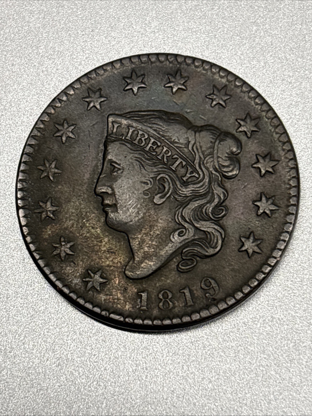 1819 Coronet Head Large Cent Fine+/VF Details Beautiful Coin Rare Date Good Rims 1819 Coronet Head Large Cent Fine+/VF Details Beautiful Coin Rare Date Good Rims