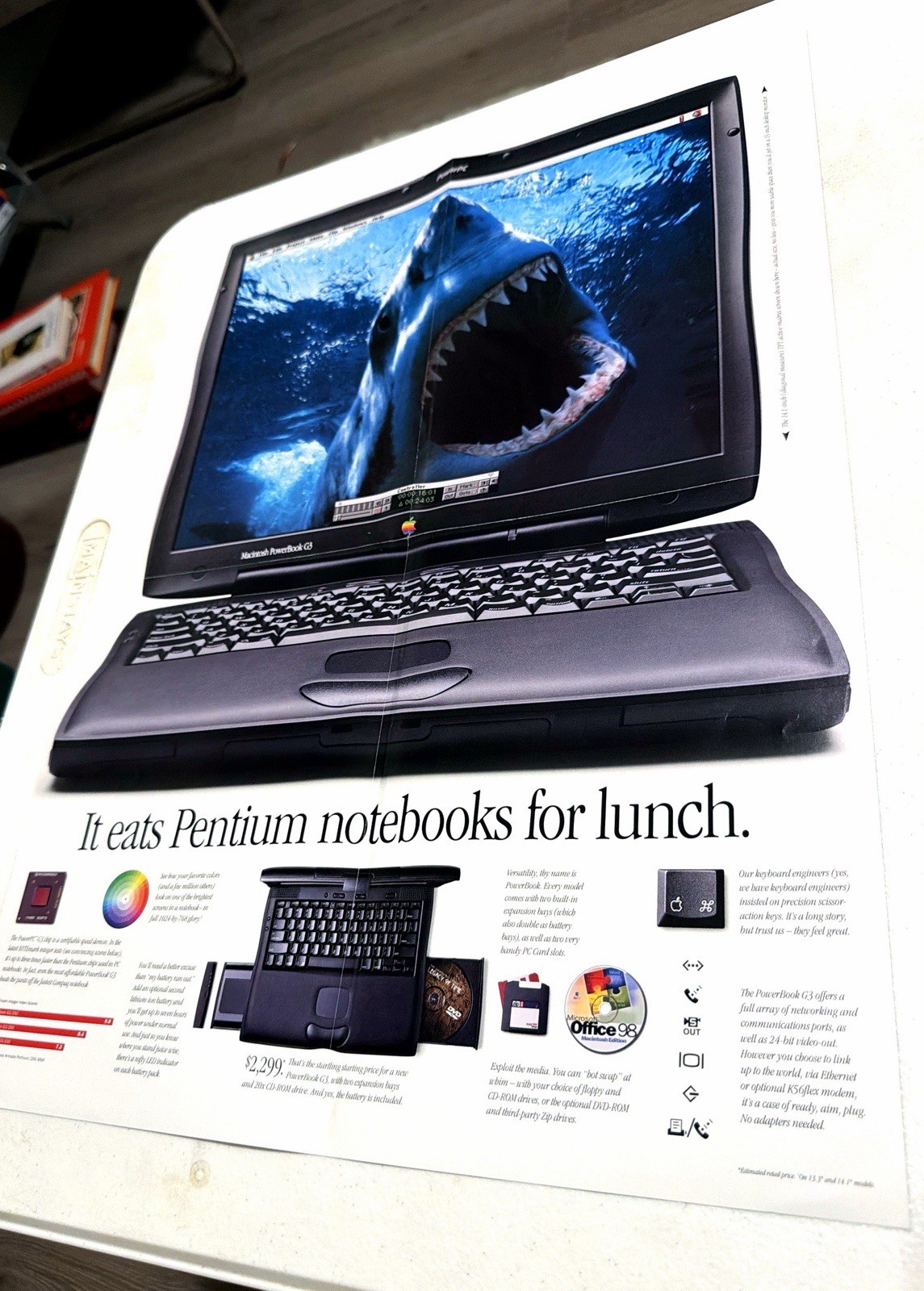 Original 1998 Apple PowerBook G3 Fold-Out Promo Brochure Poster Vintage Mac