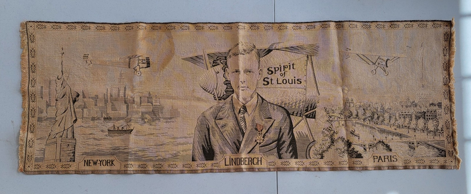 1927 Spirit Of St Louis Charles Lindbergh Woven Tapestry Made In France