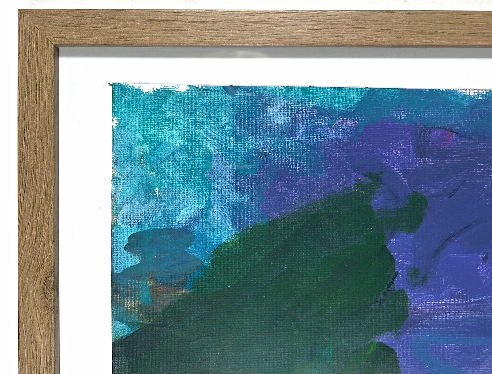 Framed Abstract Painting - Blue Green Purple, Matted & Framed Framed Abstract Painting - Blue Green Purple, Matted & Framed