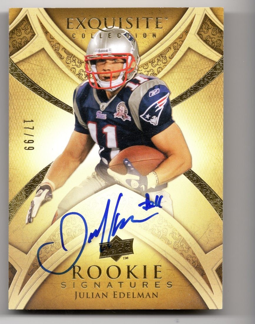 2009 Exquisite Rookie Signatures 158 Julian Edelman Patriots RC Auto 17/99
