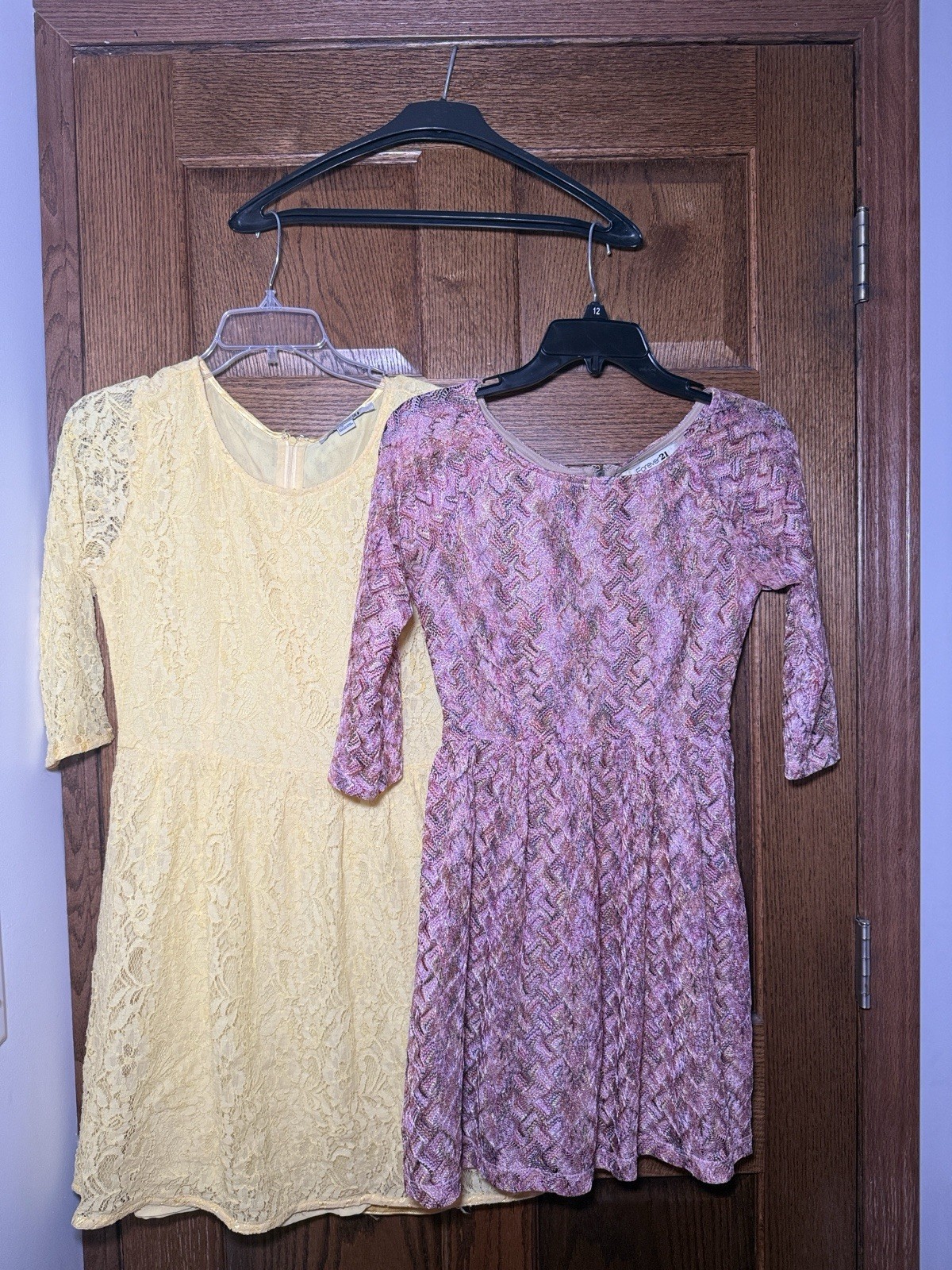 Forever 21 Women\'s M Yellow Lace Floral Fit & Flare Short Dress 3/4 Zip Forever 21 Women\'s M Yellow Lace Floral Fit & Flare Short Dress 3/4 Zip