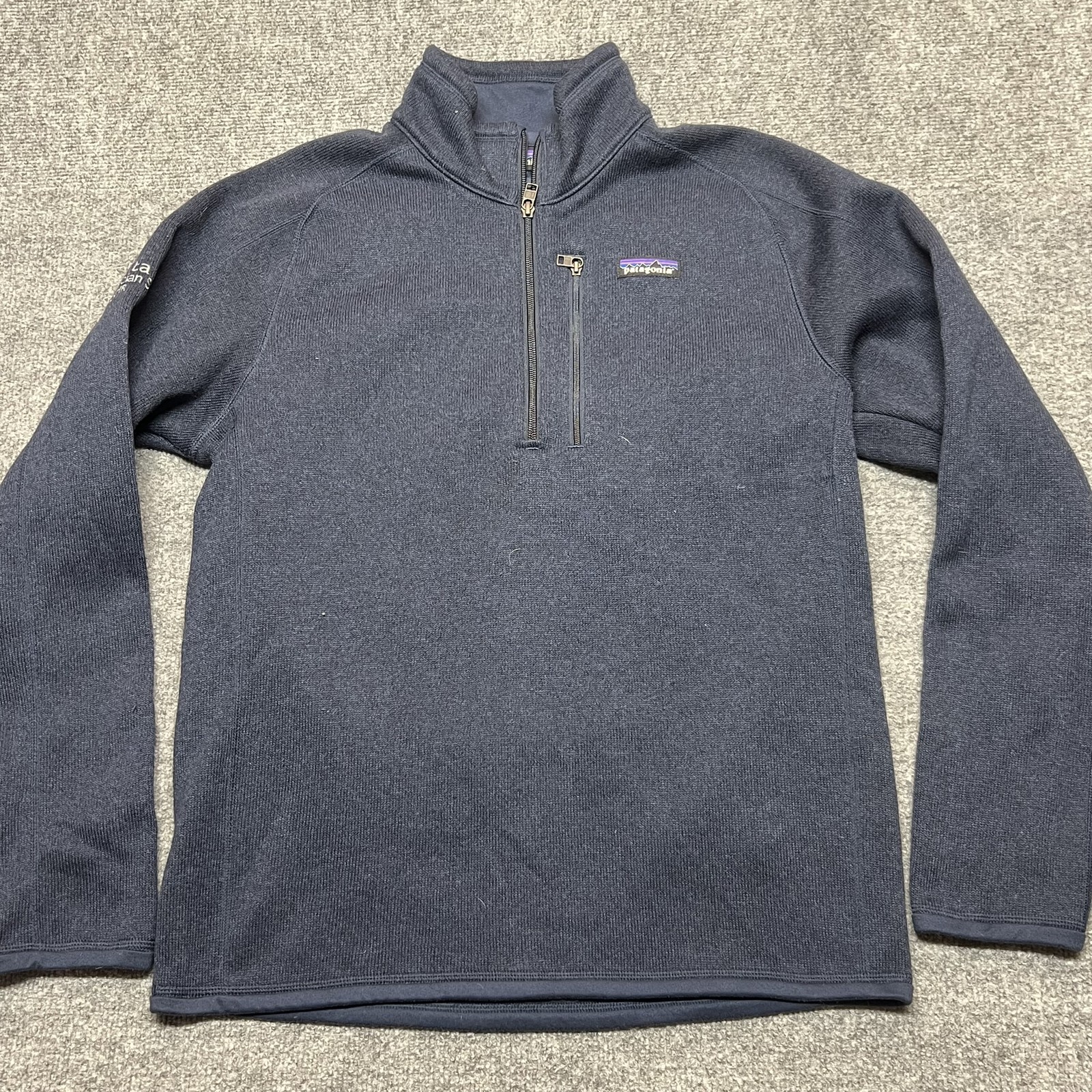 Patagonia Sweater Mens Medium Blue Better Sweater 1/4 Zip Fleece Pullover Logo