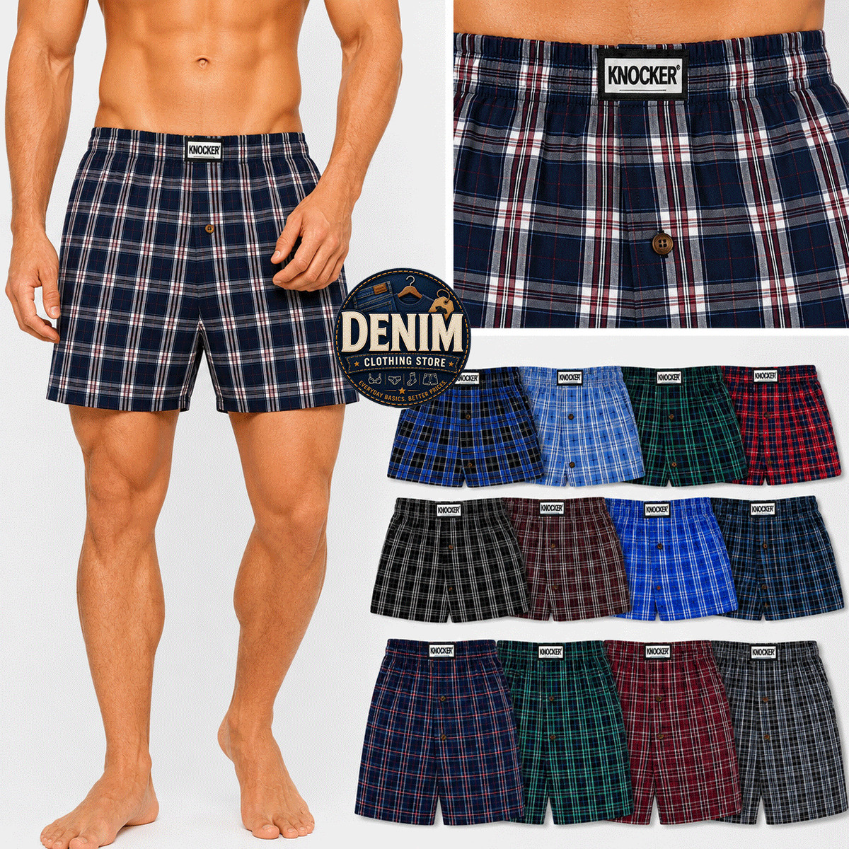 3 6 12 Pack Men\'s Premium Boxer Trunks Plaid Shorts Underwear Poly Cotton Blend 3 6 12 Pack Men\'s Premium Boxer Trunks Plaid Shorts Underwear Poly Cotton Blend