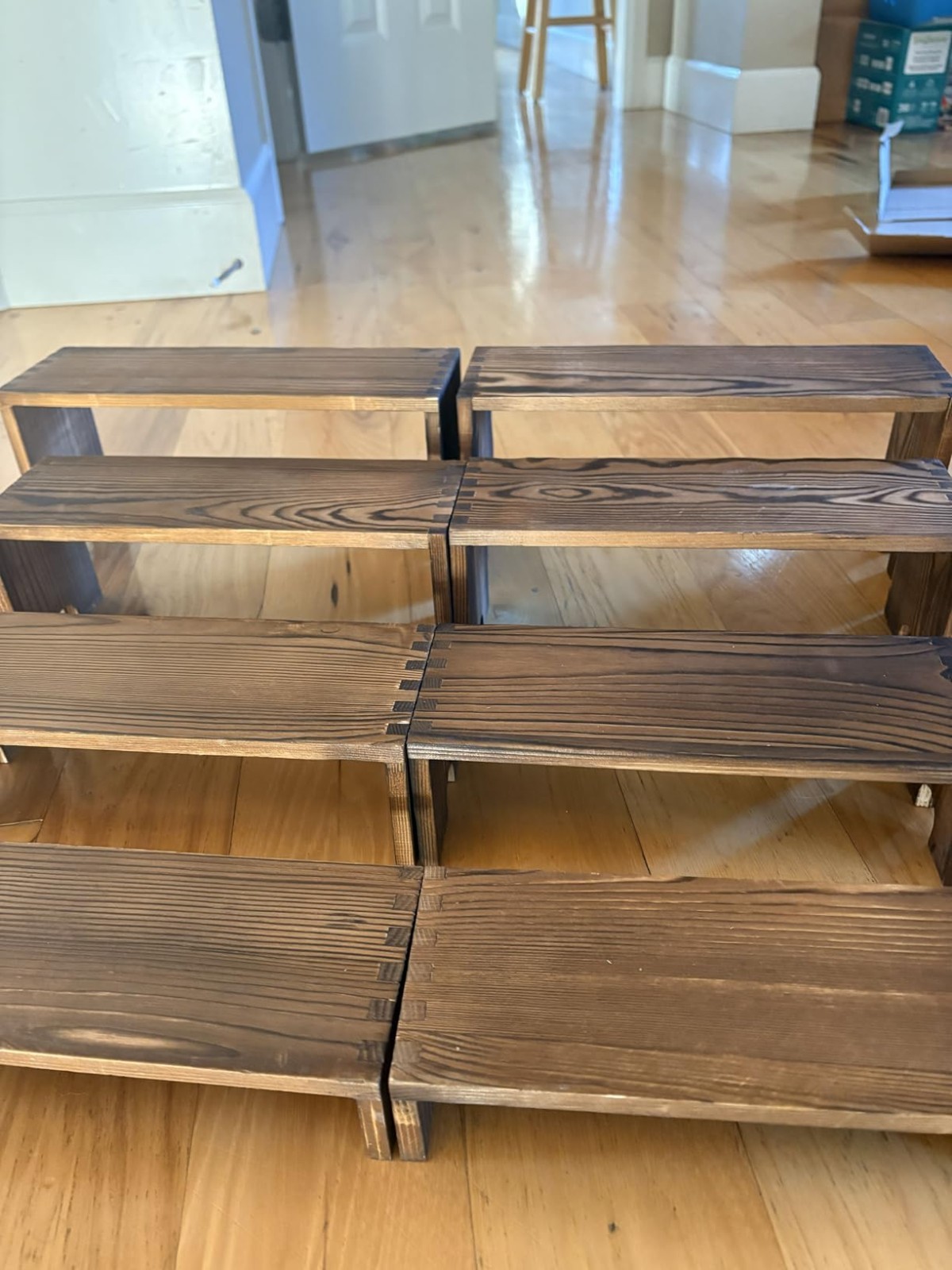 2 Set Large Wooden Tiered Riser Display Stands (12\ 2 Set Large Wooden Tiered Riser Display Stands (12\