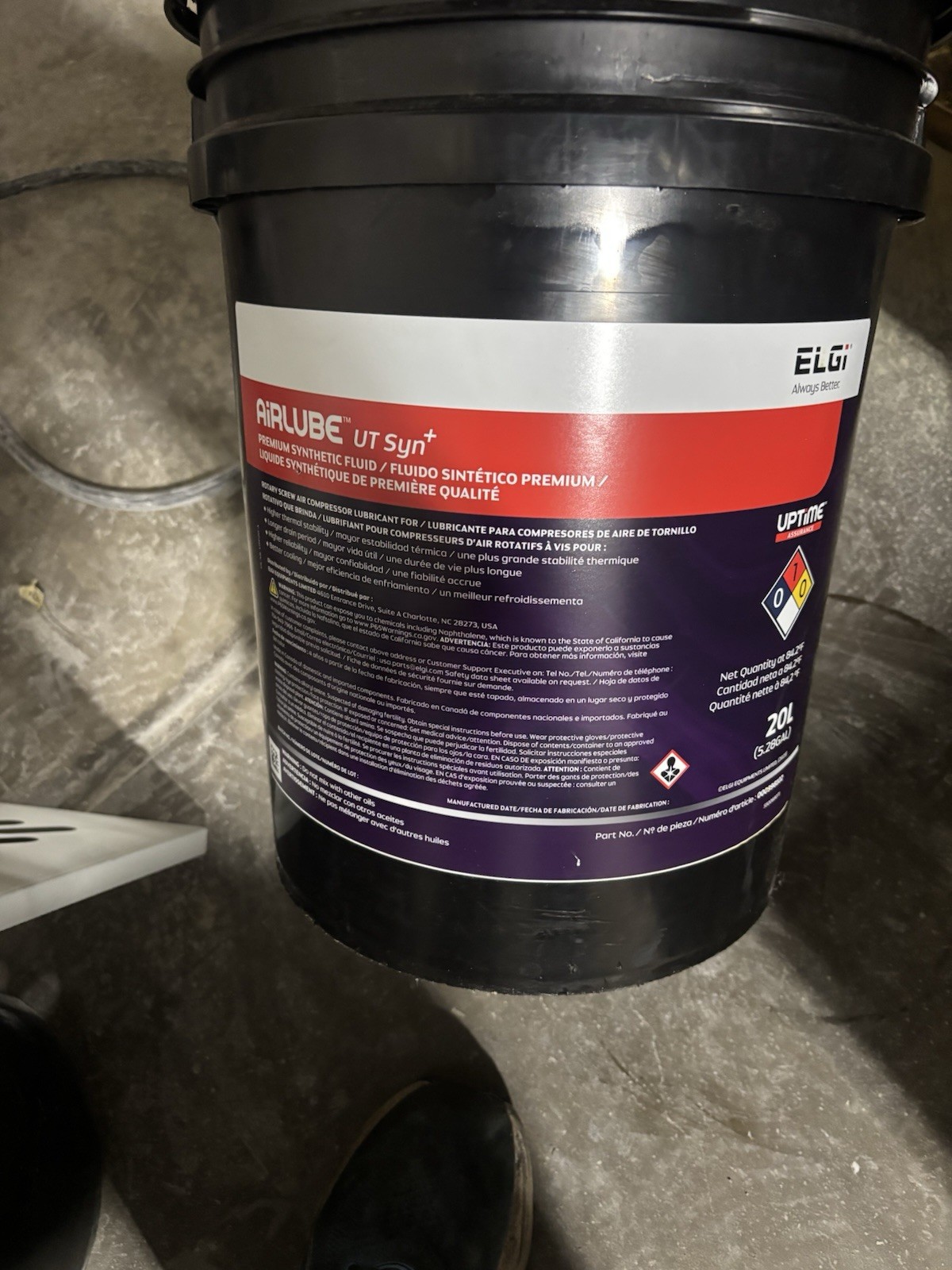 Elgi Airlube UT Syn Oil OEM 5 Gallon Rotary Screw Oil