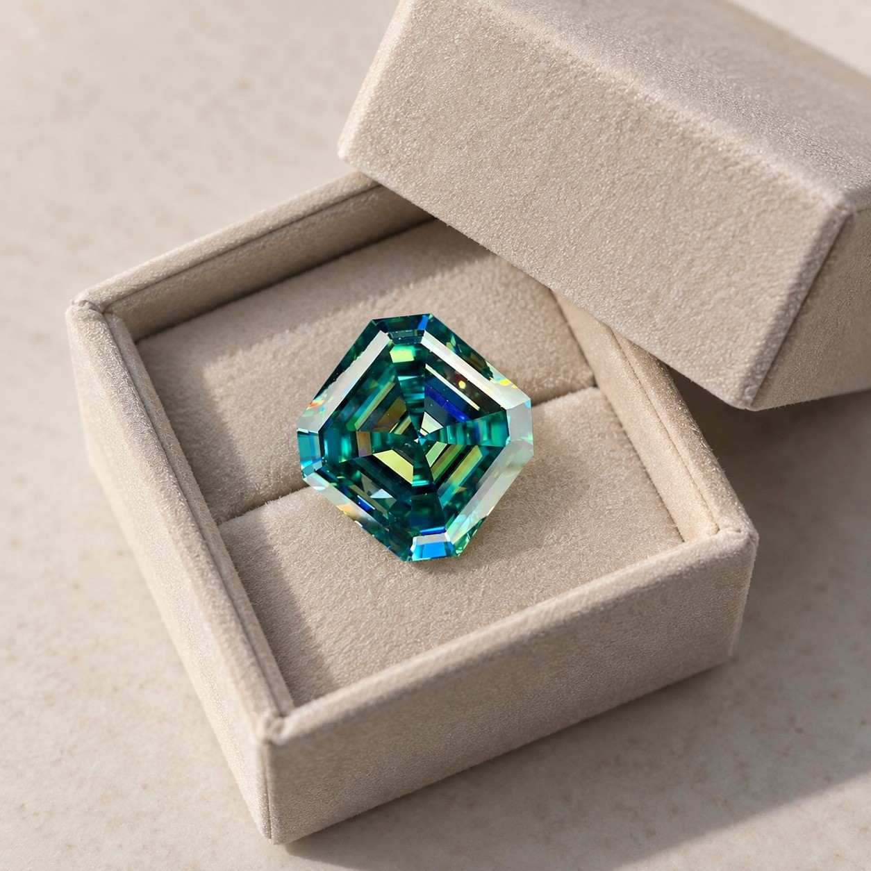 4.18CT Teal Blue Cushion Cut Moissanite 10mm Loose Gemstone for Ring 4.18CT Teal Blue Cushion Cut Moissanite 10mm Loose Gemstone for Ring