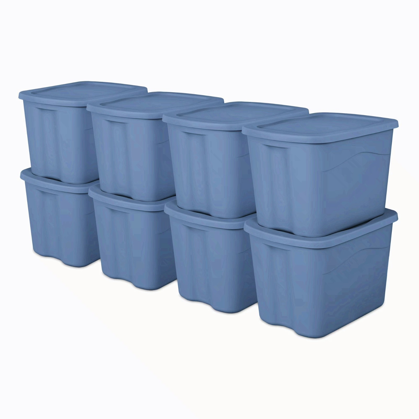 Sterilite 18 Gallon Storage Bin Tote w/ Snap Lid Light Blue 8 Pack