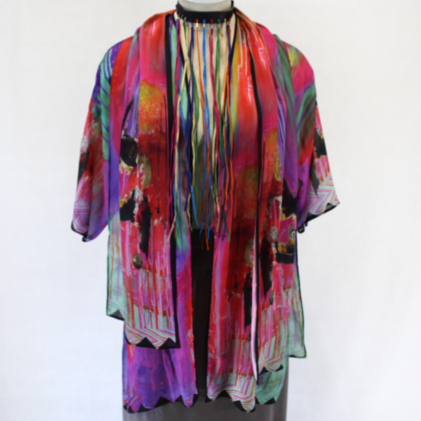 NEW Dilemma Plus Macke Inspired 100% Silk Caftan Wrap Scarf Set OS Fits XL 1X 2X