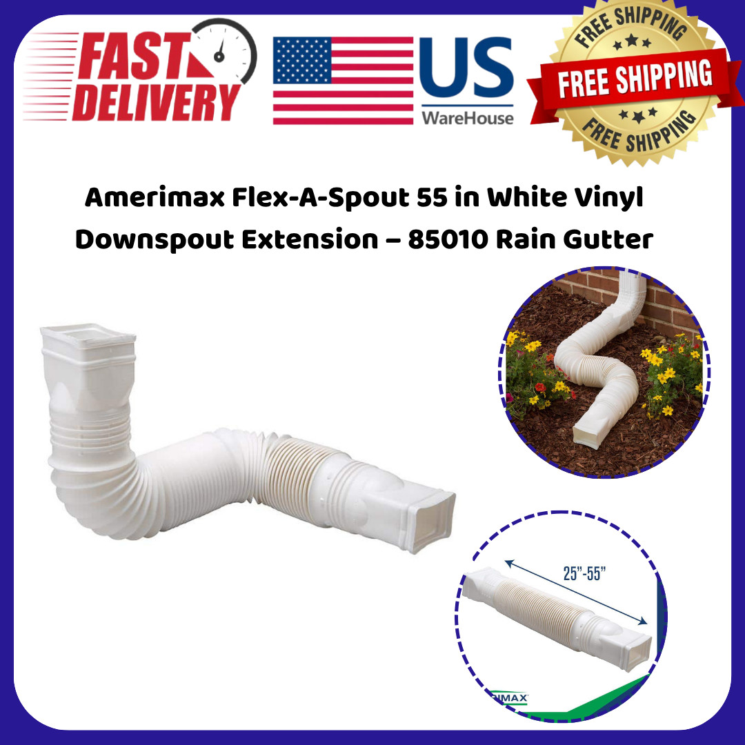Amerimax Flex-A-Spout 55 in White Vinyl Downspout Extension – 85010 Rain Gutter