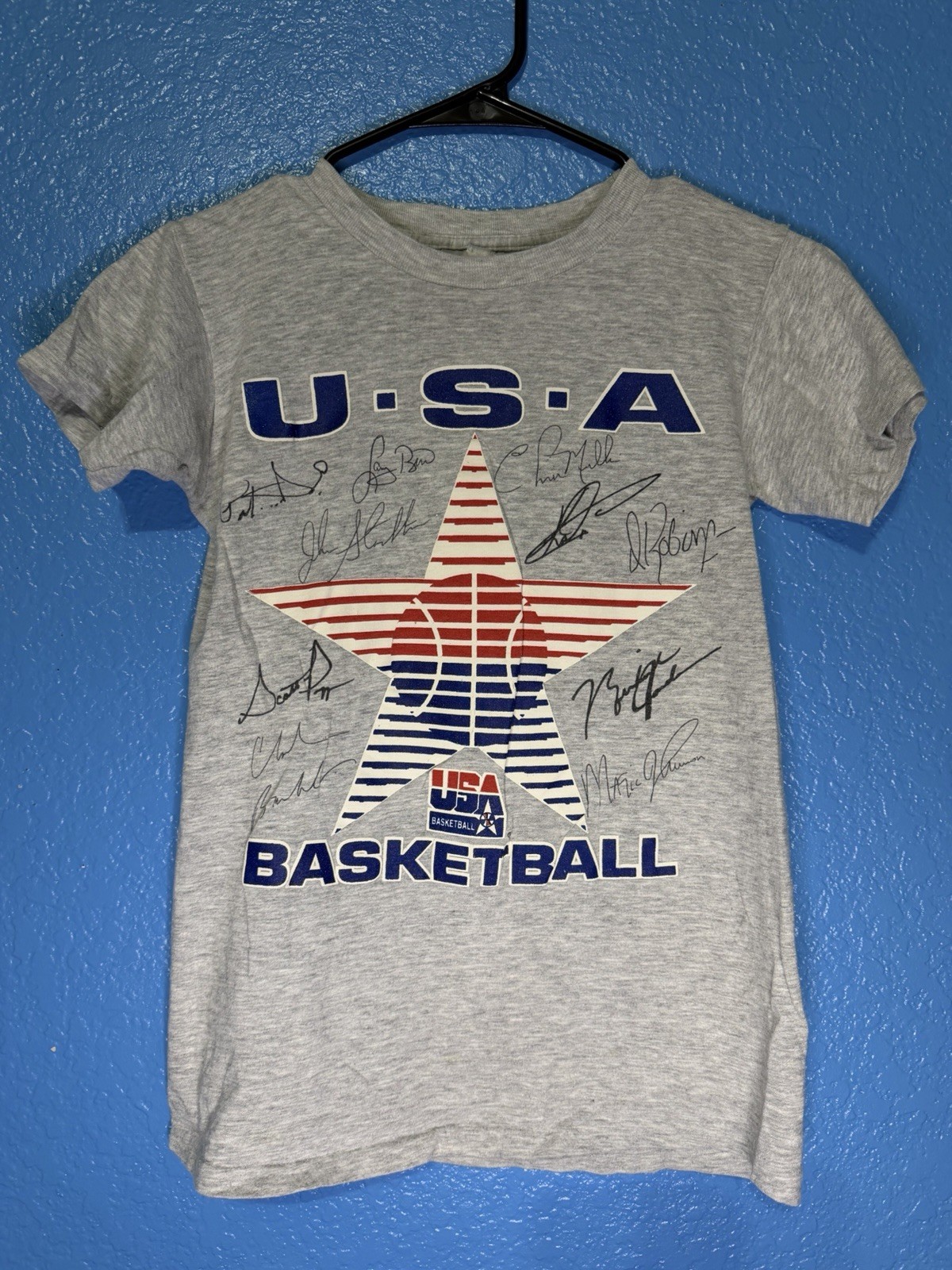 Vintage Team USA 1992 NBA Basketball Grey Olympics Shirt Size Youth Large
