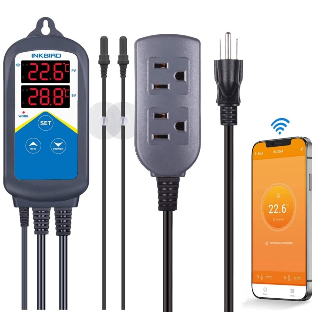 Inkbird Prewire WIFI Temperature Controller Thermostat ITC-306A Heat 2 Probe APP Inkbird Prewire WIFI Temperature Controller Thermostat ITC-306A Heat 2 Probe APP