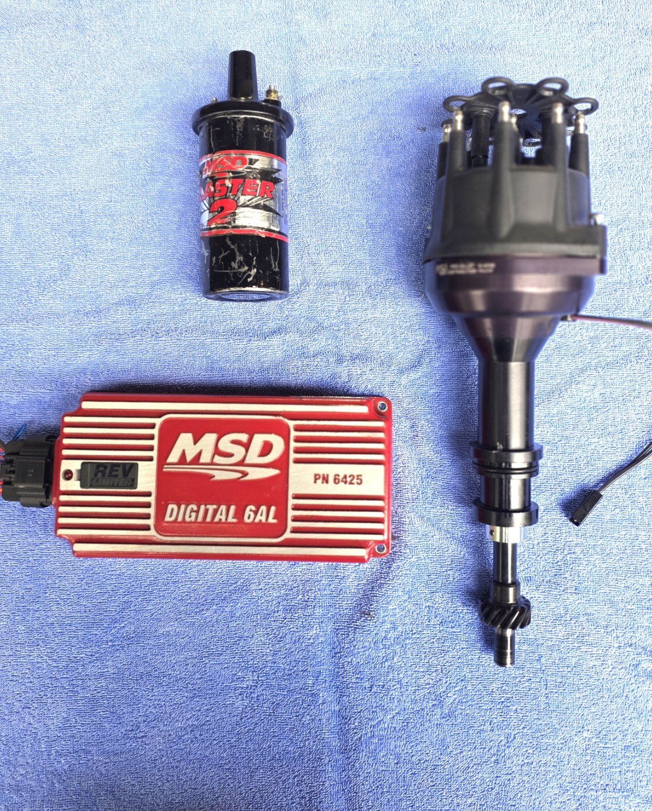 MSD Ignition package:  6425 6AL Ignition + 85783 Pro-Billet Distributor + Coil 