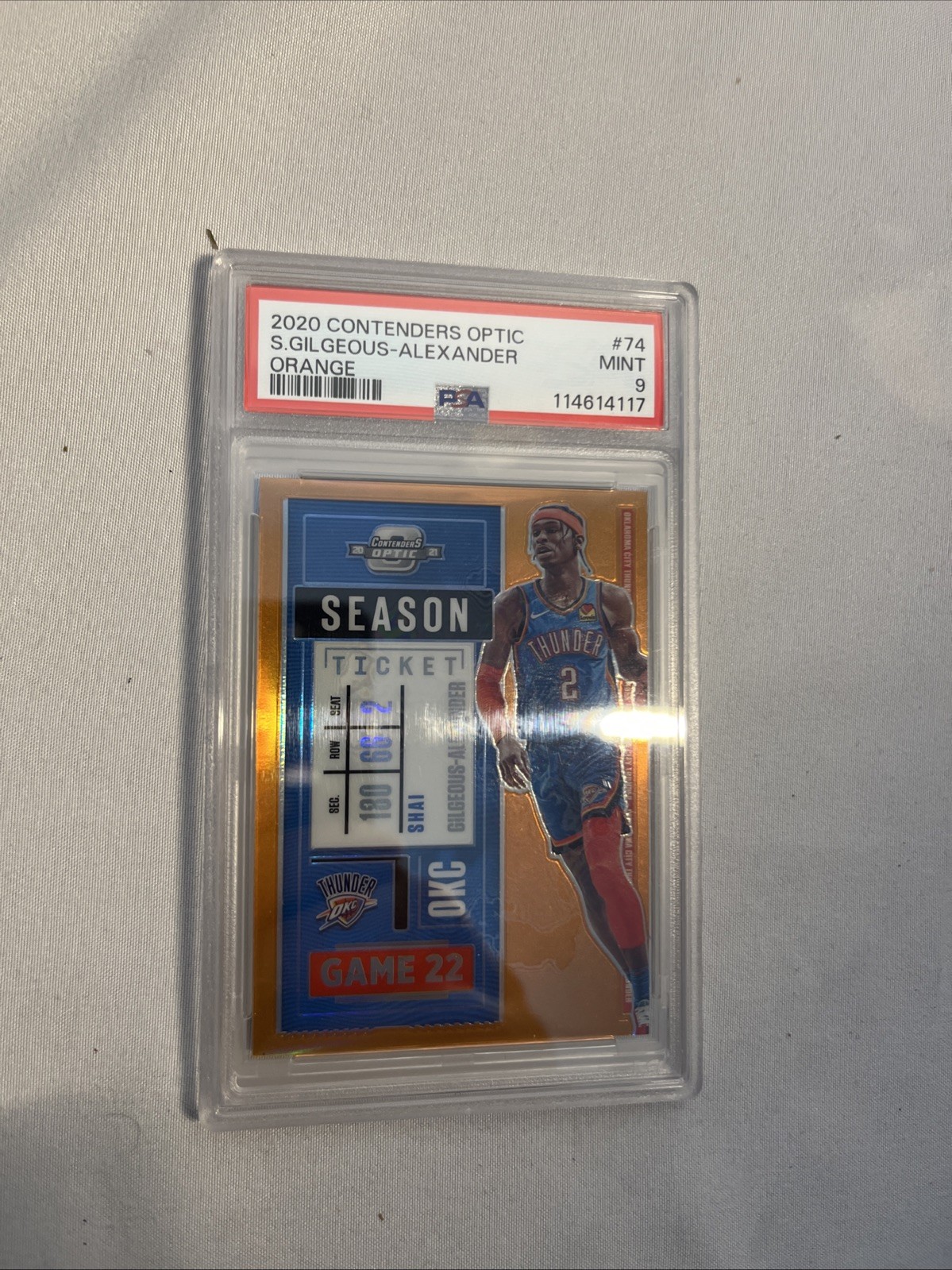20-21 Panini Contenders Optic Shai Gilgeous-Alexander #74 Orange Prizm /49 Psa 9