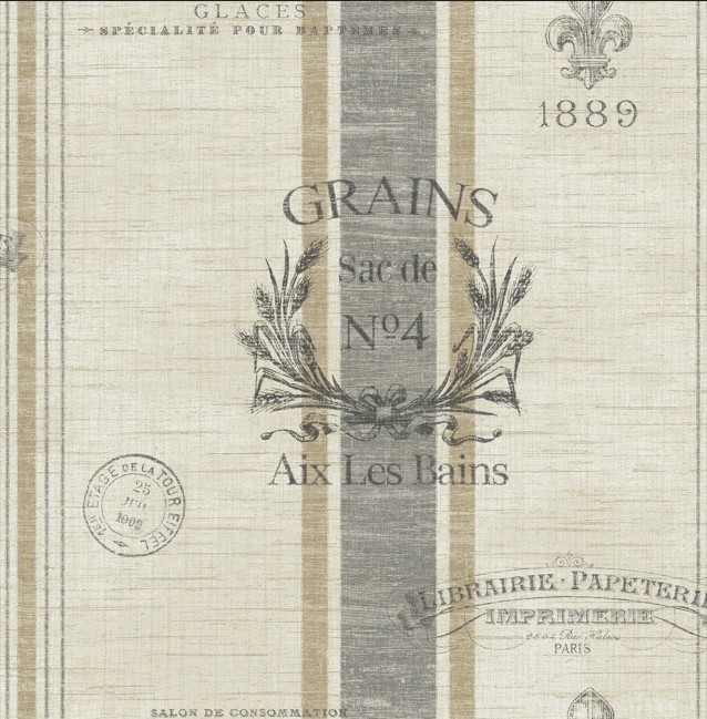 Wallpaper French Country Faux Wheat Grain Sacks w/ Gray & Tan Stripes 56 Sq Ft Wallpaper French Country Faux Wheat Grain Sacks w/ Gray & Tan Stripes 56 Sq Ft