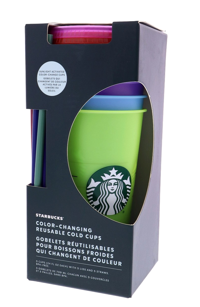 Starbucks Color-Changing Reusable 24oz Cold Cups w/ Straw - 5 Cups Starbucks Color-Changing Reusable 24oz Cold Cups w/ Straw - 5 Cups