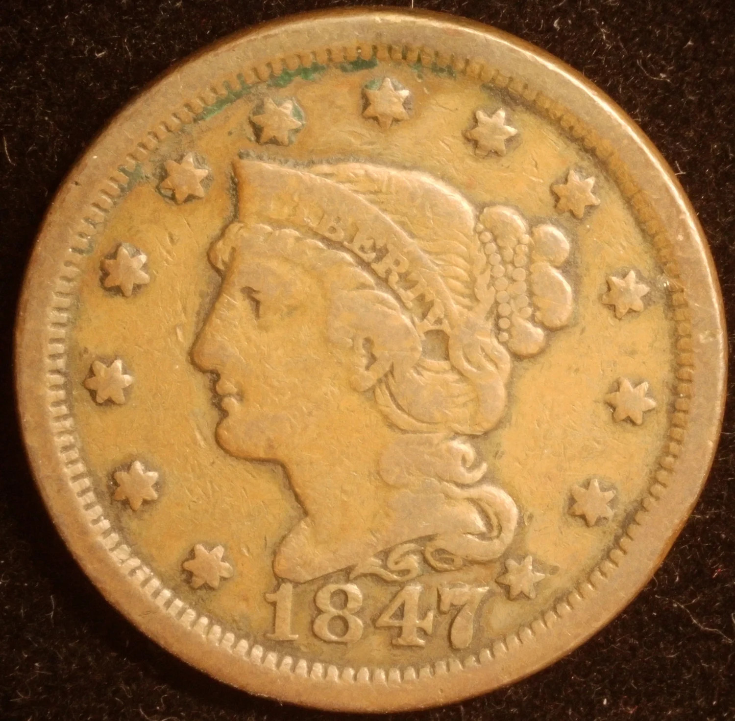 1847 Braided Hair Cent 1847/47 1847 Braided Hair Cent 1847/47