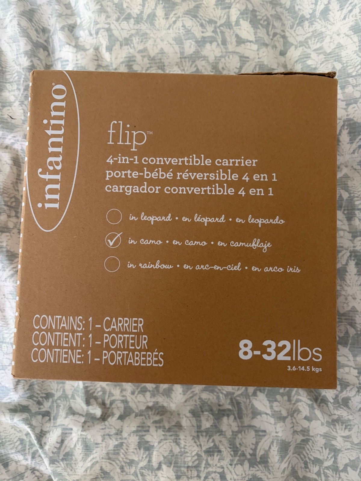 Infantino flip 4-in-1 convertible baby carrier /blue camo/never used in box Infantino flip 4-in-1 convertible baby carrier /blue camo/never used in box