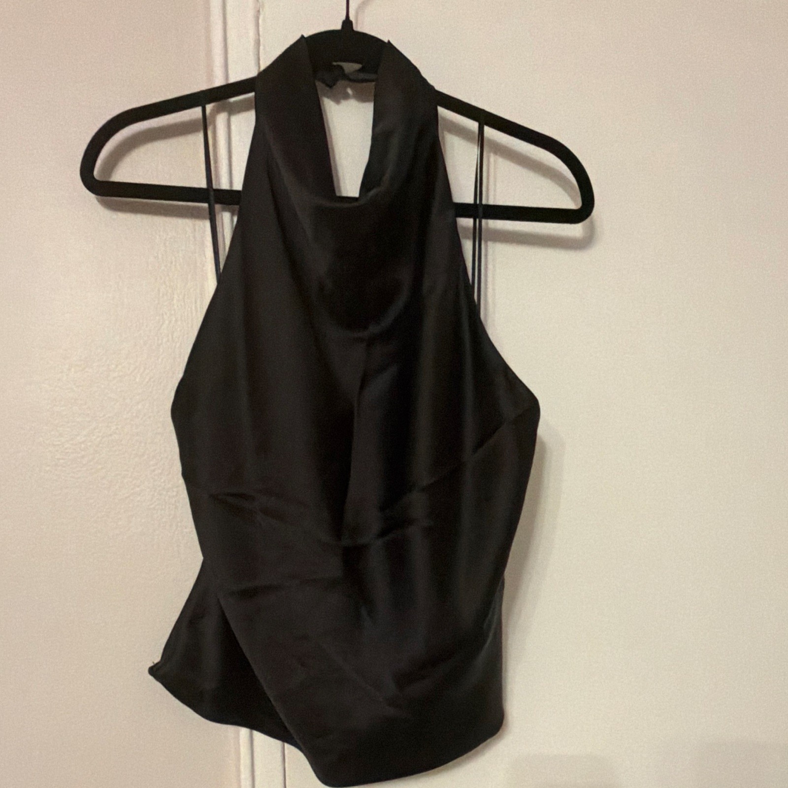 Zara Black Satin Halter Top Women’s L