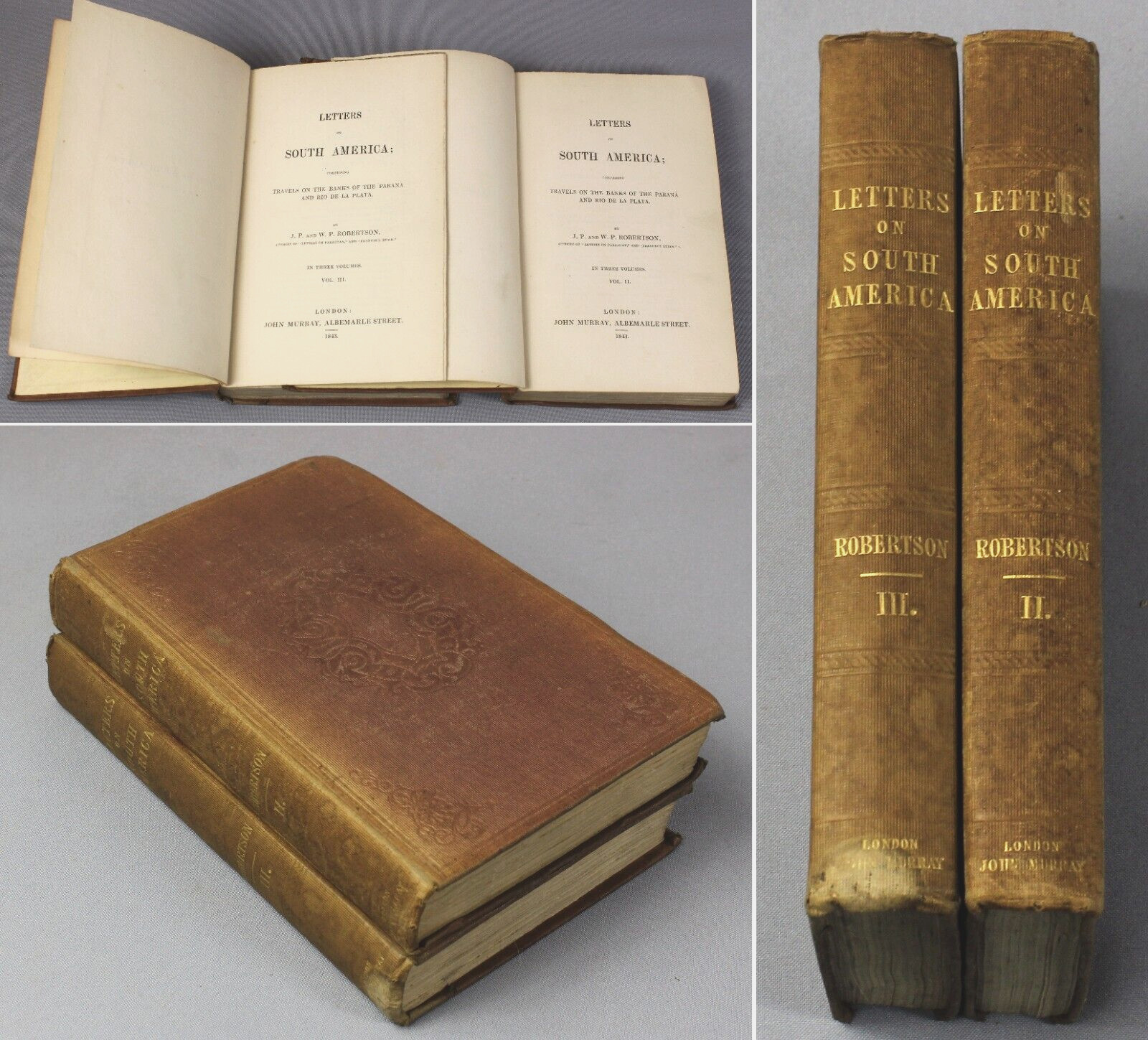 Rare SOUTH America - Robertson brothers - 1843 - Argentina Uruguay - 2 vols only