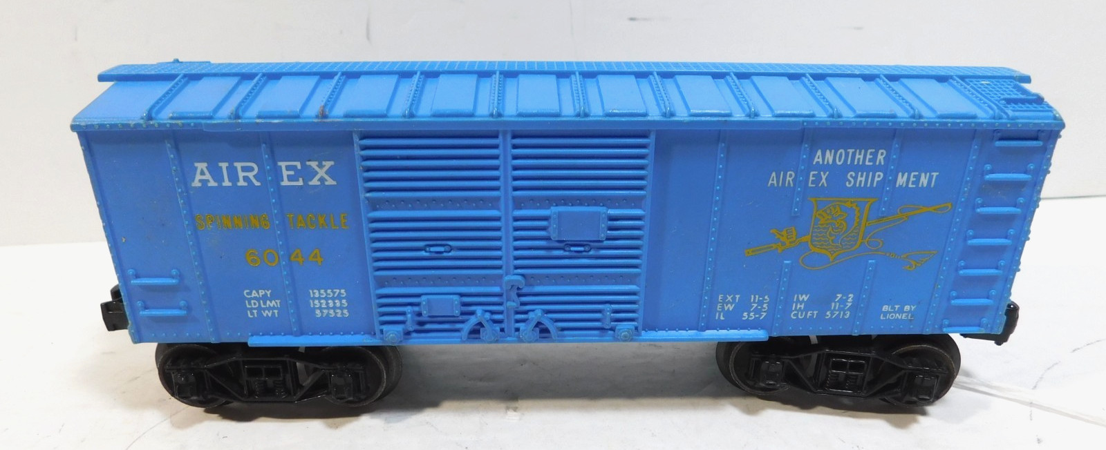 Lionel Airex Spinning Tackle #6044 Blue Boxcar O Scale (NB) Lionel Airex Spinning Tackle #6044 Blue Boxcar O Scale (NB)