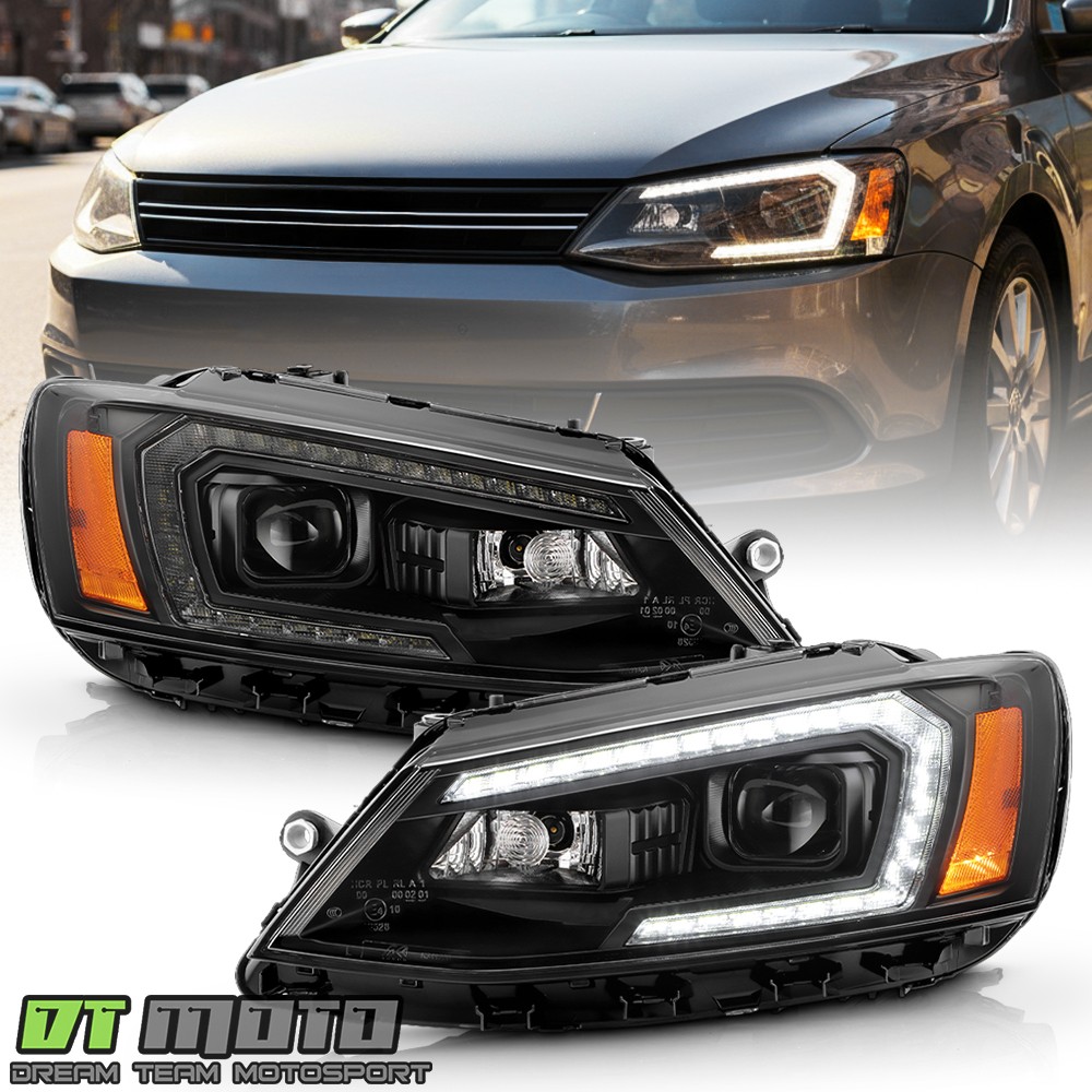 For 2011-2018 Volkswagen Jetta Halogen Upgrade LED Tube Projector Headlights Set For 2011-2018 Volkswagen Jetta Halogen Upgrade LED Tube Projector Headlights Set