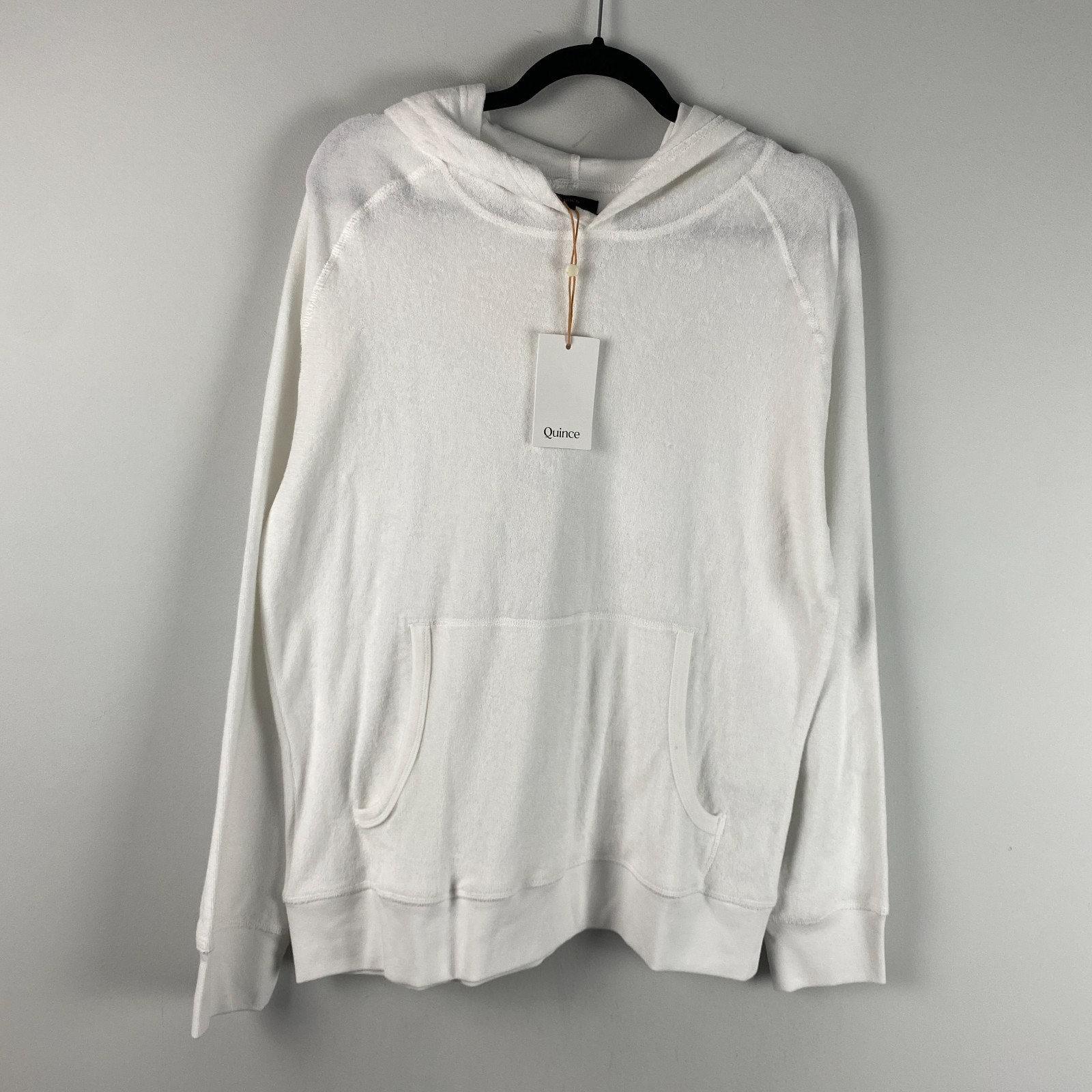 Quince Organic Cotton Terry Towel Pullover Hoodie Mens Medium White