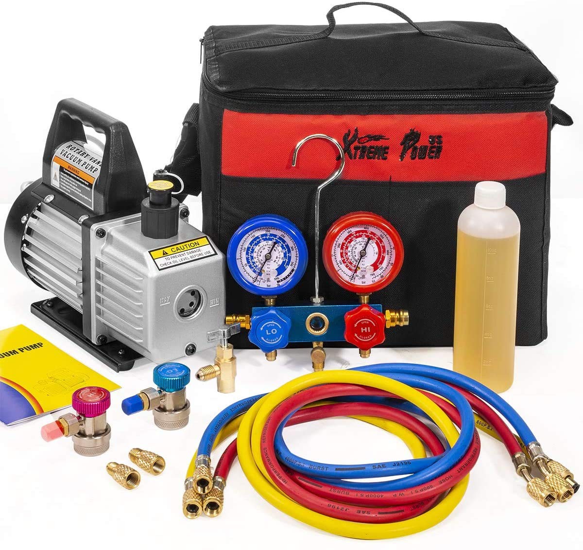 XtremepowerUS 3CFM Vacuum Pump HVAC R134a R410a Kit XtremepowerUS 3CFM Vacuum Pump HVAC R134a R410a Kit